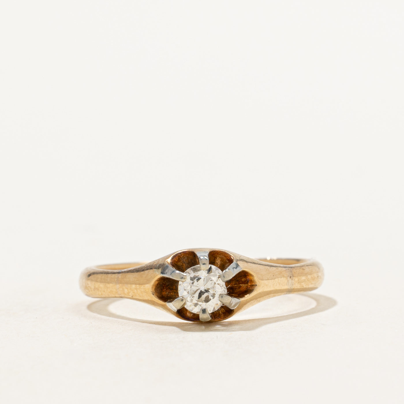 Bague solitaire en diamant de style édouardien | 0,22 ct | Taille 7 | 