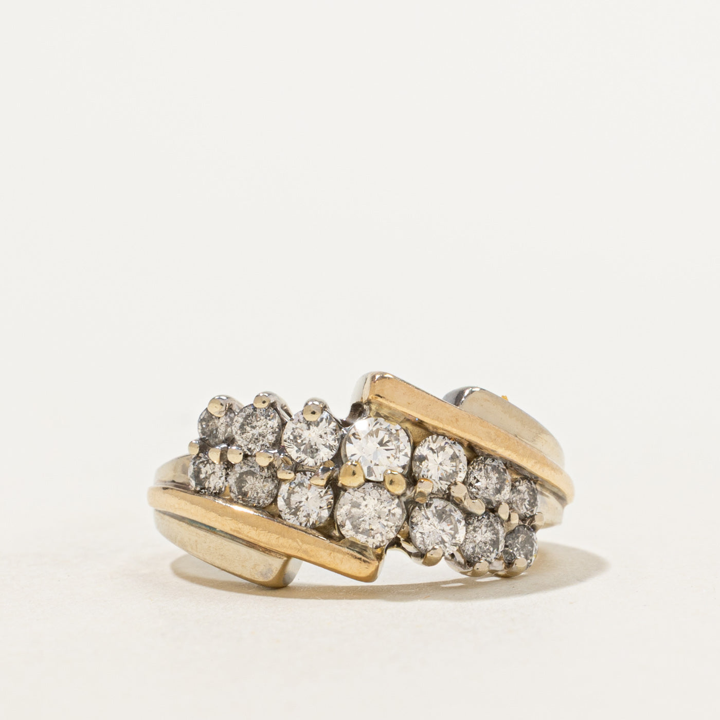 Two Tone Bypass Cluster Diamond Ring | 1.00ctw | SZ 5.25 |