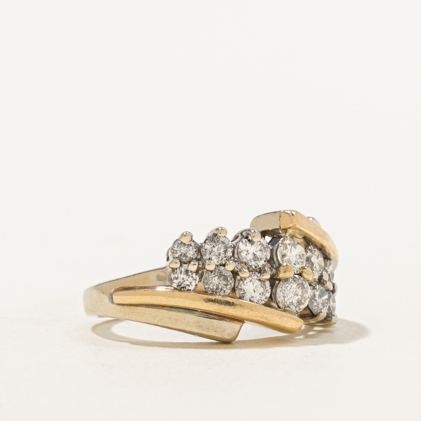 Two Tone Bypass Cluster Diamond Ring | 1.00ctw | SZ 5.25 |