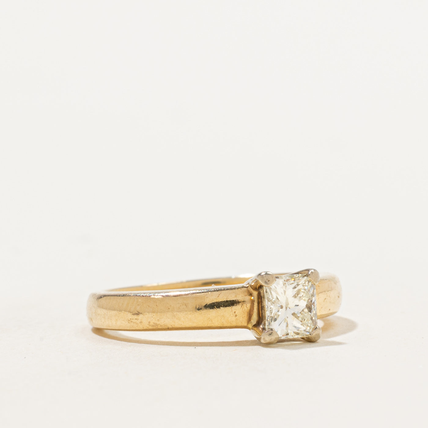 Bague solitaire princesse en diamant | 0,50 ct | Taille 4,75 | 