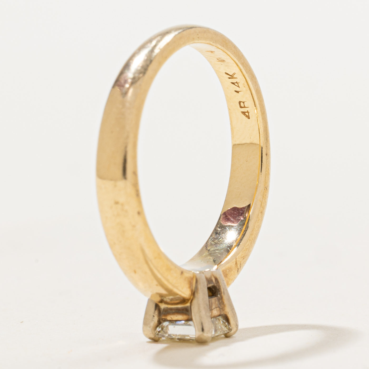 Bague solitaire princesse en diamant | 0,50 ct | Taille 4,75 | 