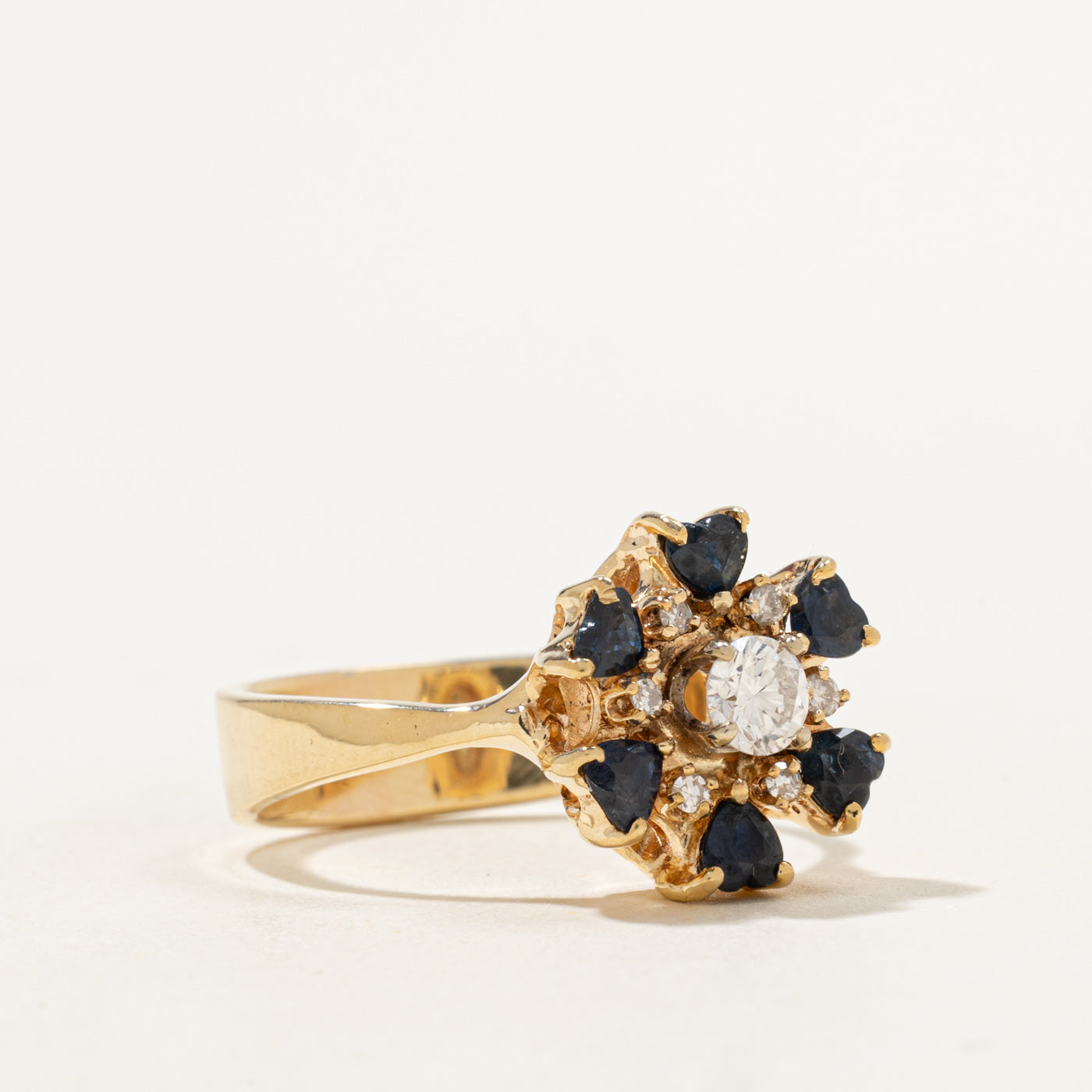 Bague halo saphir et diamants | 0,78 ct, 0,34 ct | Taille 9,5 | 