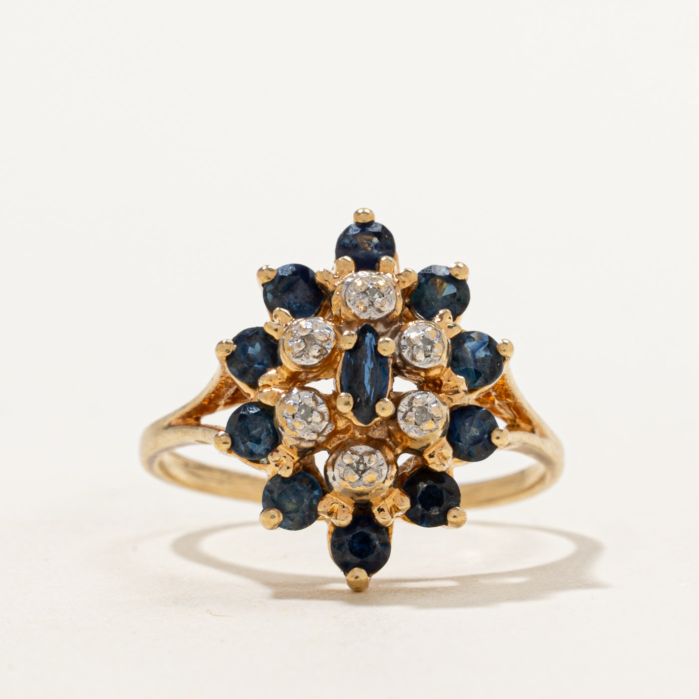 Bague cocktail saphir bleu et diamants | 1,15 ct, 0,02 ct | Taille 8,25 | 