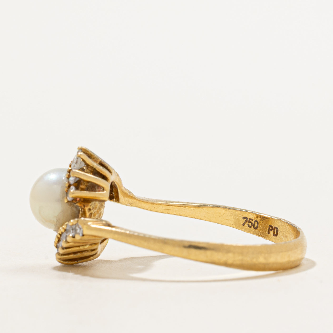 Bague cocktail perle et diamant | 0,24 ct | Taille 8,25 | 