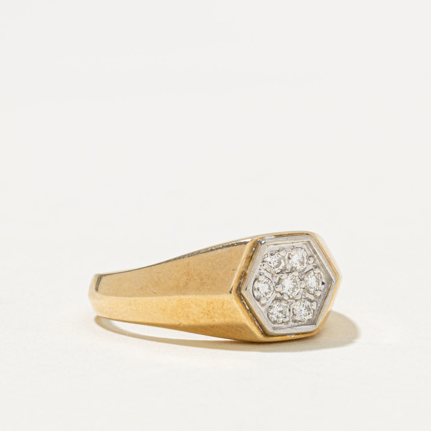 10k Diamond Cluster Hexagon Signet Ring | 0.27ctw | SZ 11.25