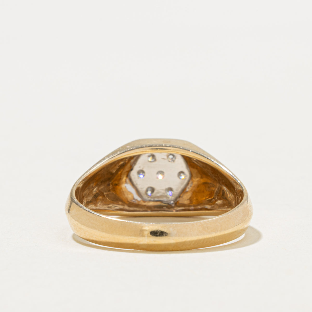 10k Diamond Cluster Hexagon Signet Ring | 0.27ctw | SZ 11.25