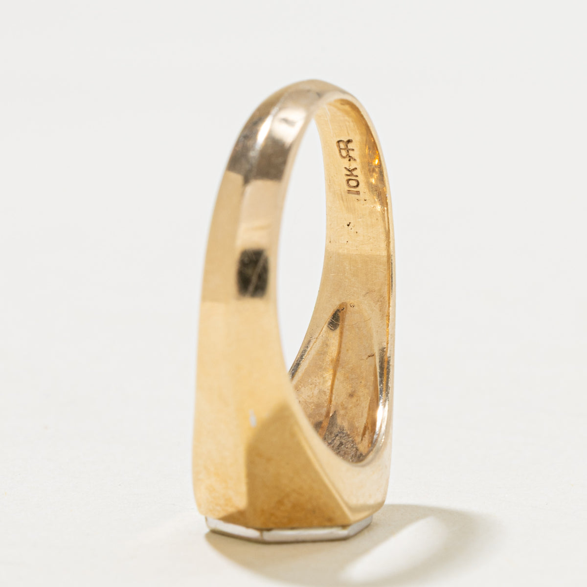 10k Diamond Cluster Hexagon Signet Ring | 0.27ctw | SZ 11.25