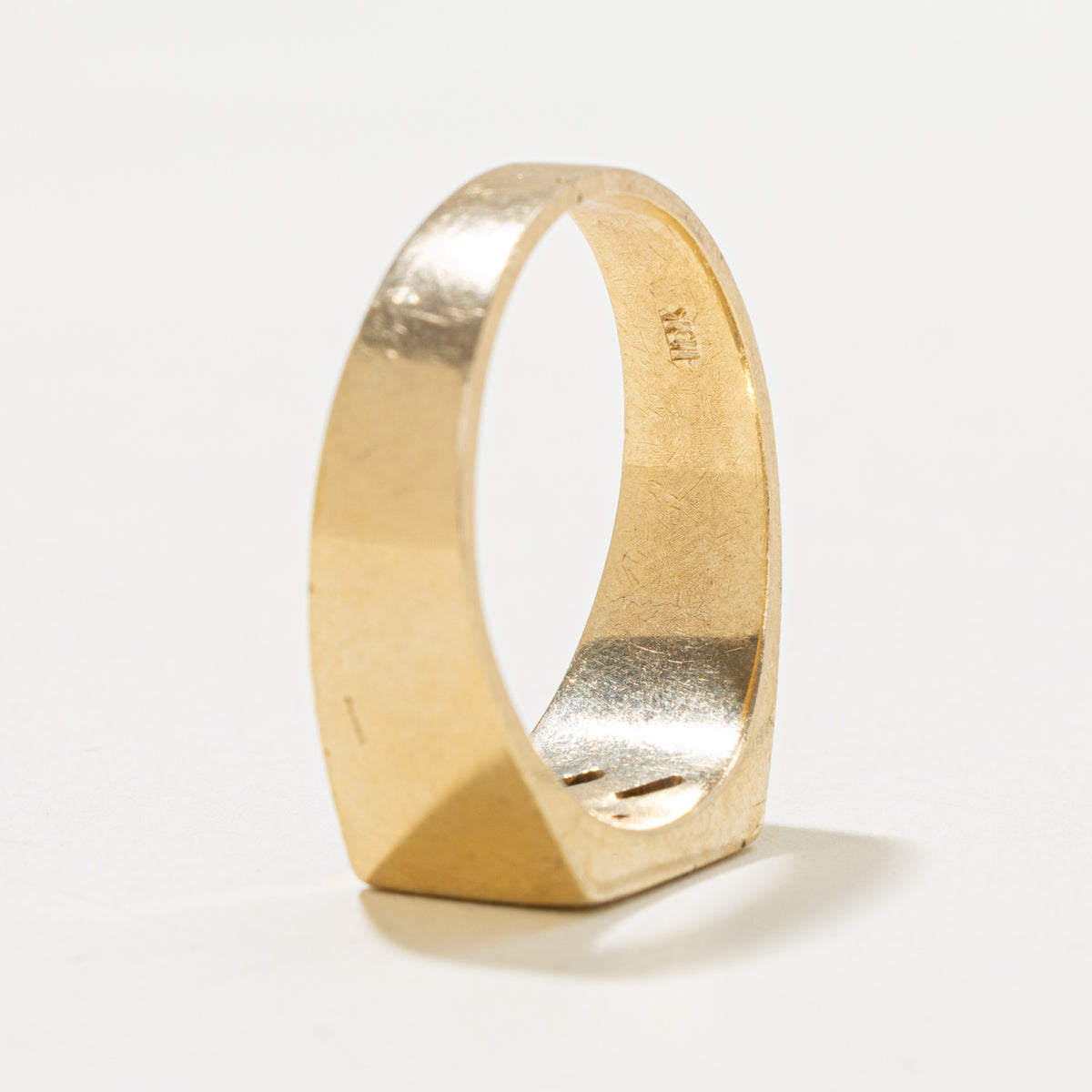 10k Flush Set Diamond Accented Geometric Signet Ring | 0.30ctw | SZ 14