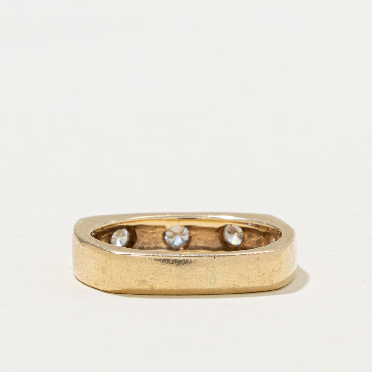14k Flush Set Five Stone Diamond Soft-Square Band | 0.45ctw | 4.55mm | SZ 7
