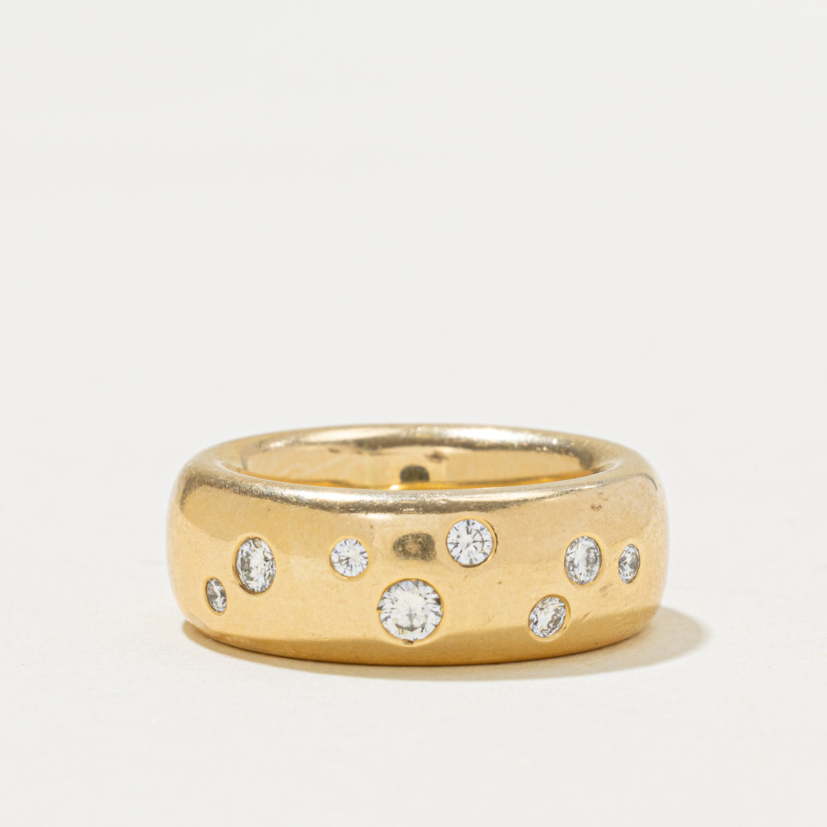 18k Scattered Flush Set Diamond Band | 0.43ctw | 8.80mm | SZ 7.25