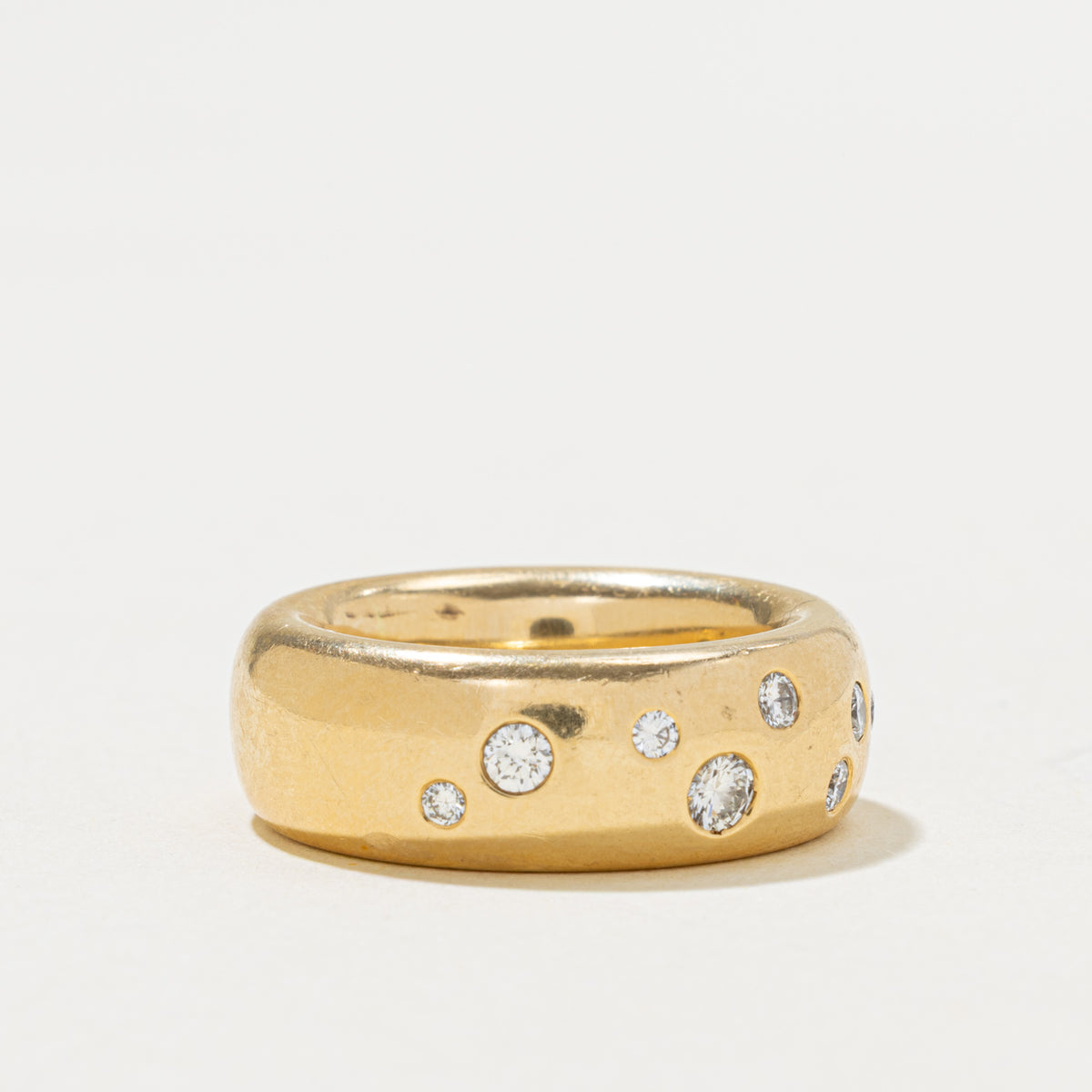 18k Scattered Flush Set Diamond Band | 0.43ctw | 8.80mm | SZ 7.25