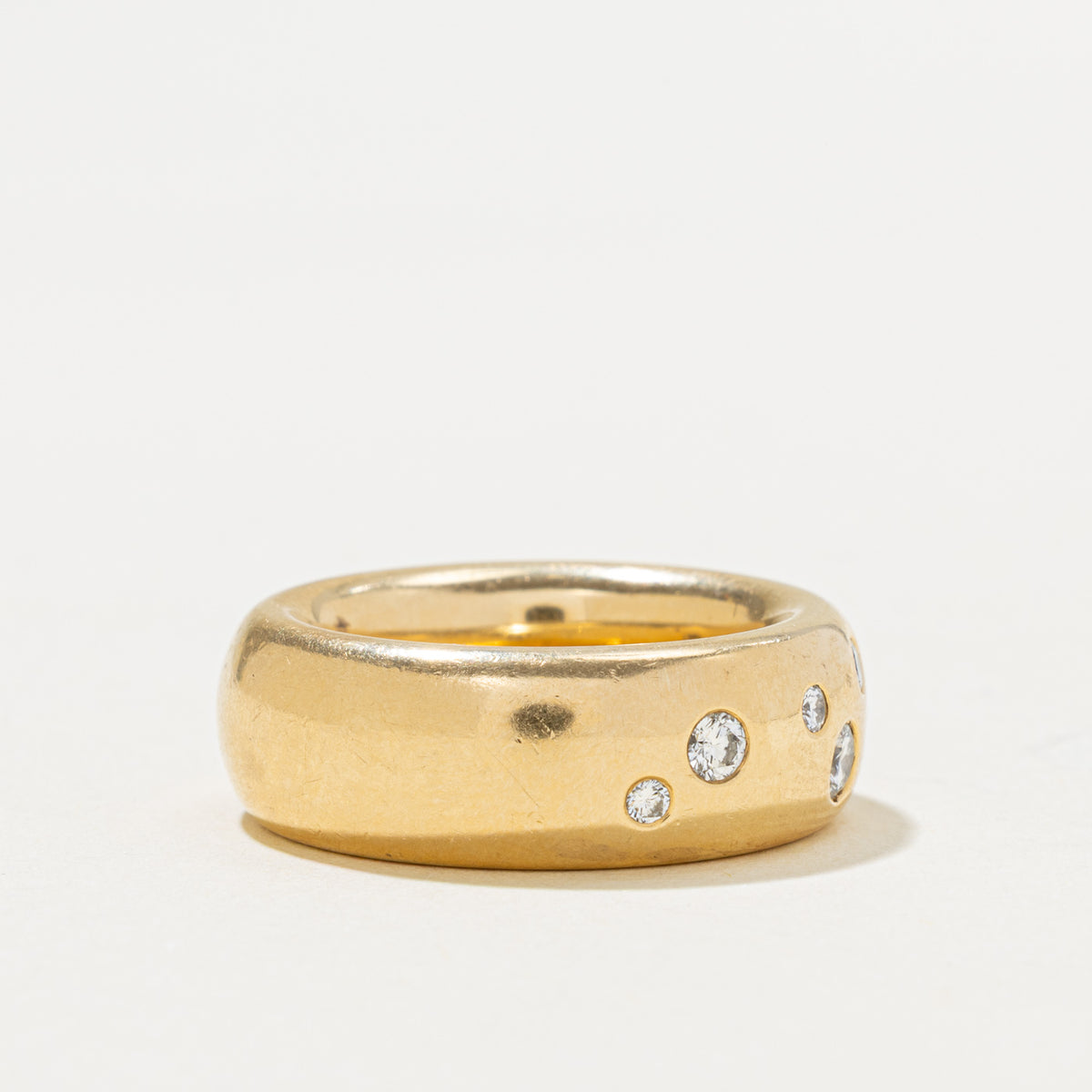 18k Scattered Flush Set Diamond Band | 0.43ctw | 8.80mm | SZ 7.25