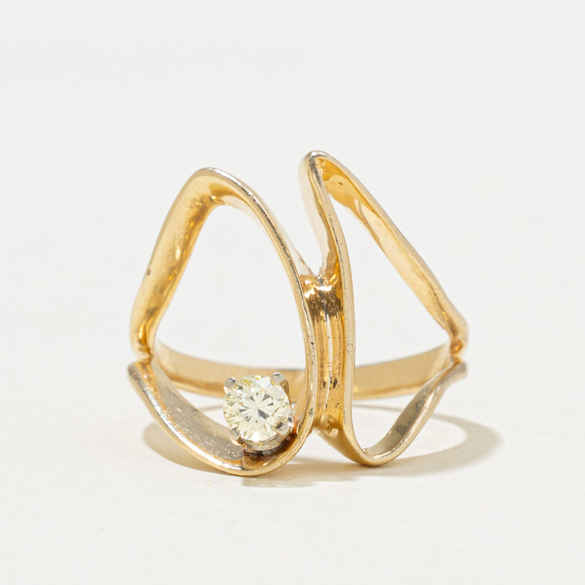 14k Yellow Diamond Abstract Cocktail Ring | 0.21ct | SZ 7.5