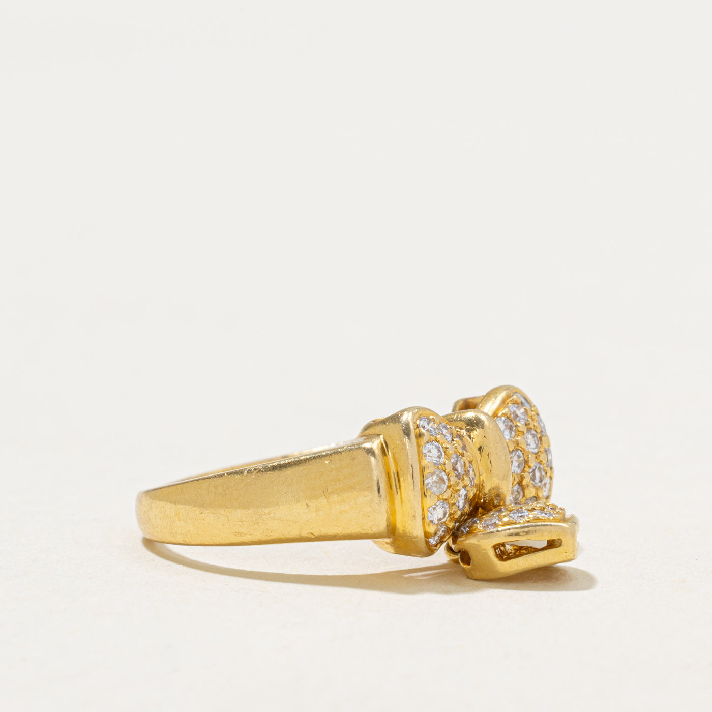 18k Diamond Bow w/ Dangling Heart Ring | 0.33ctw | SZ 5.25