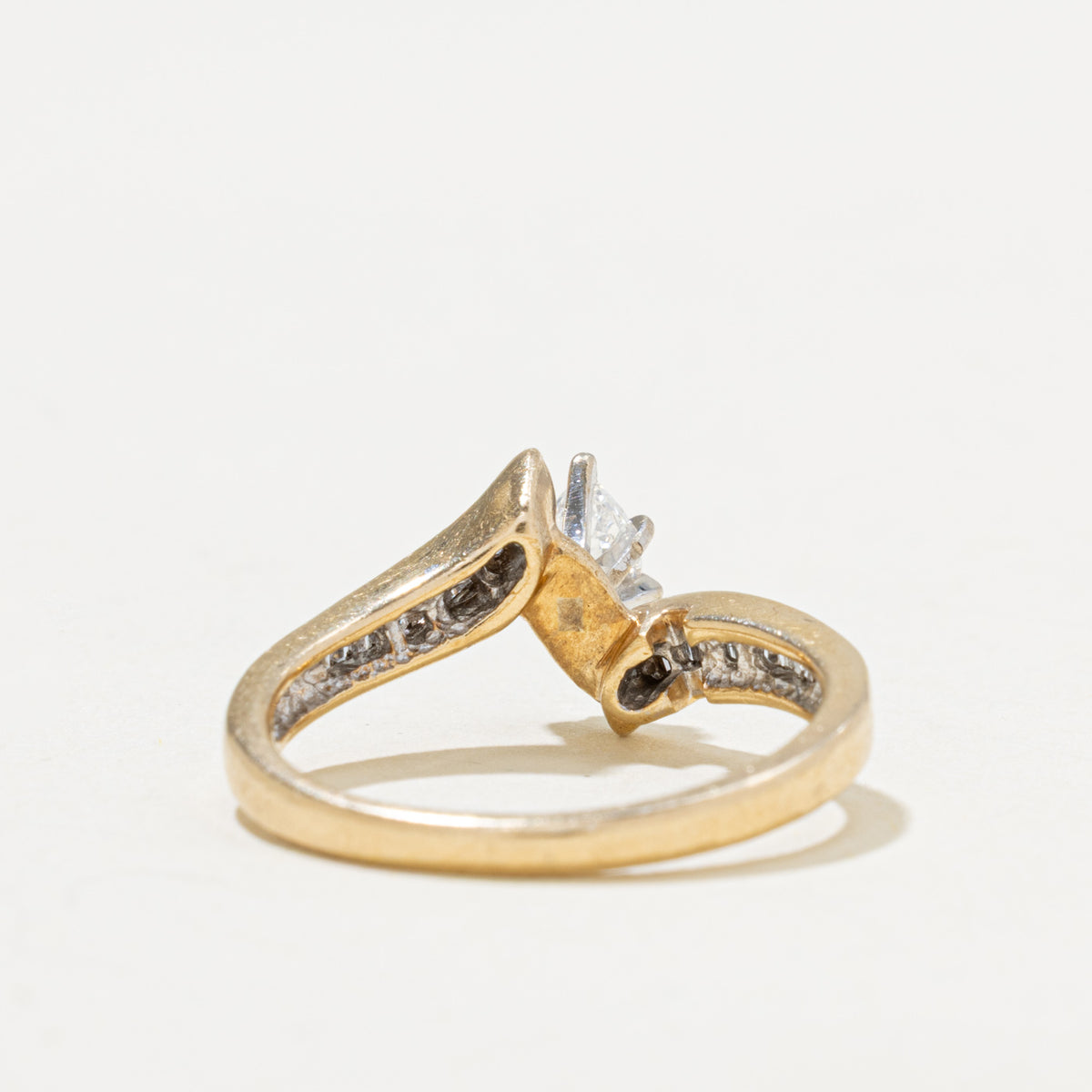 14k Marquise Cut Diamond Channel Set Accented Bypass Ring | 0.36ct SI2 H, 0.16ctw | SZ 7