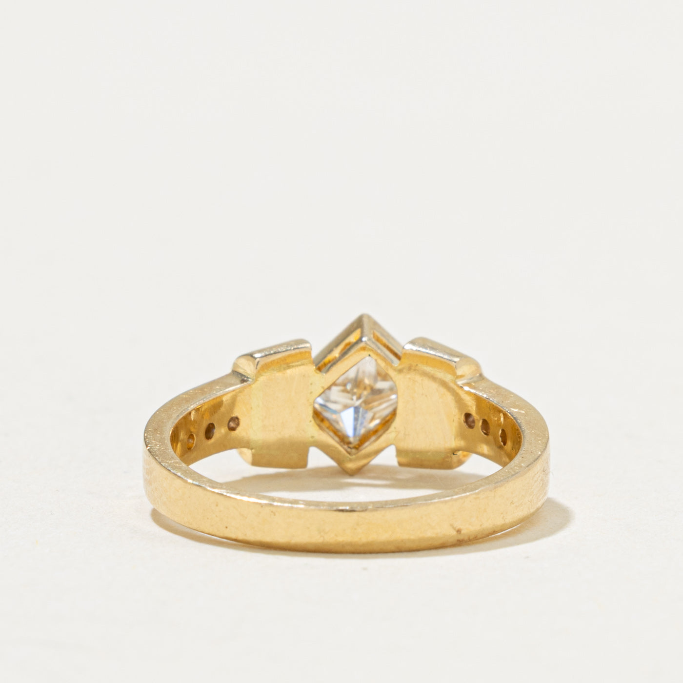 18k Compass Set Princess Cut Diamond Geometric Ring | 0.45ct SI1 J, 0.24ctw | SZ 4.75