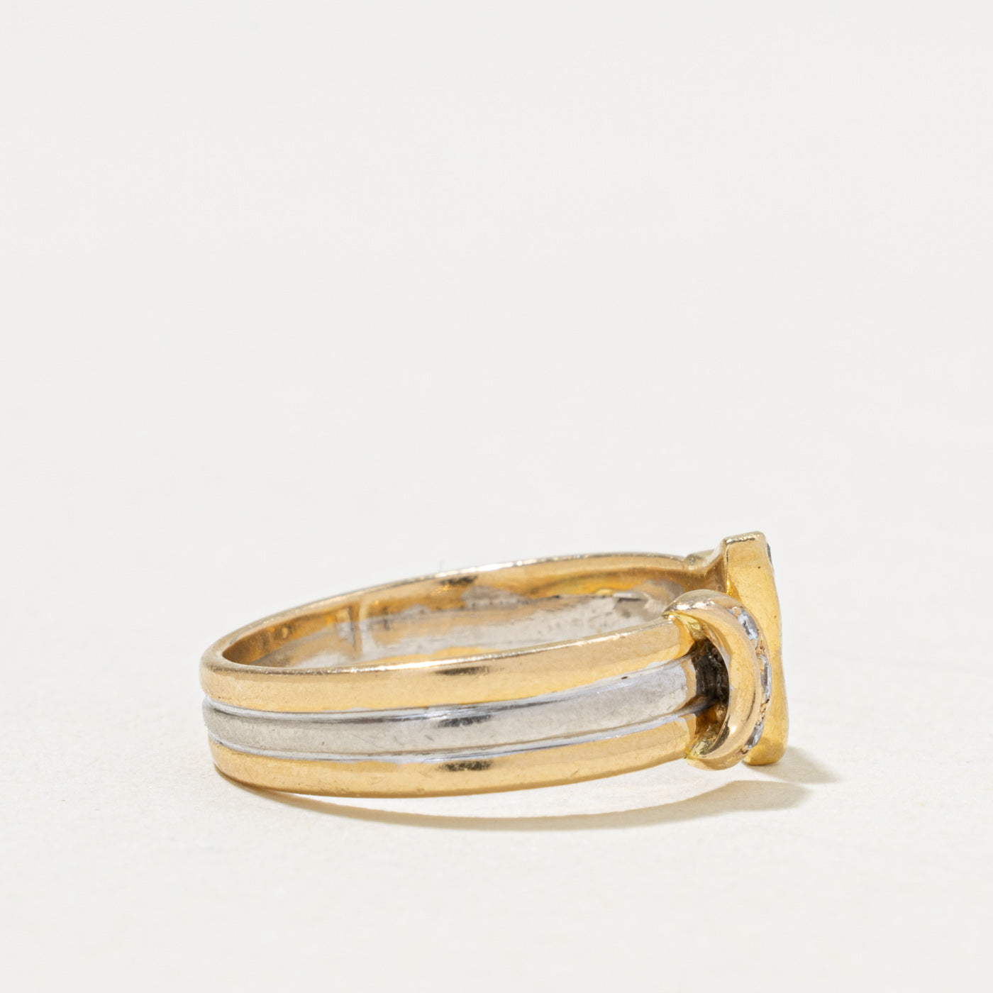 Bezel Set Butterfly Cut Diamond Grooved Ring | 0.31ctw | SZ 5.75