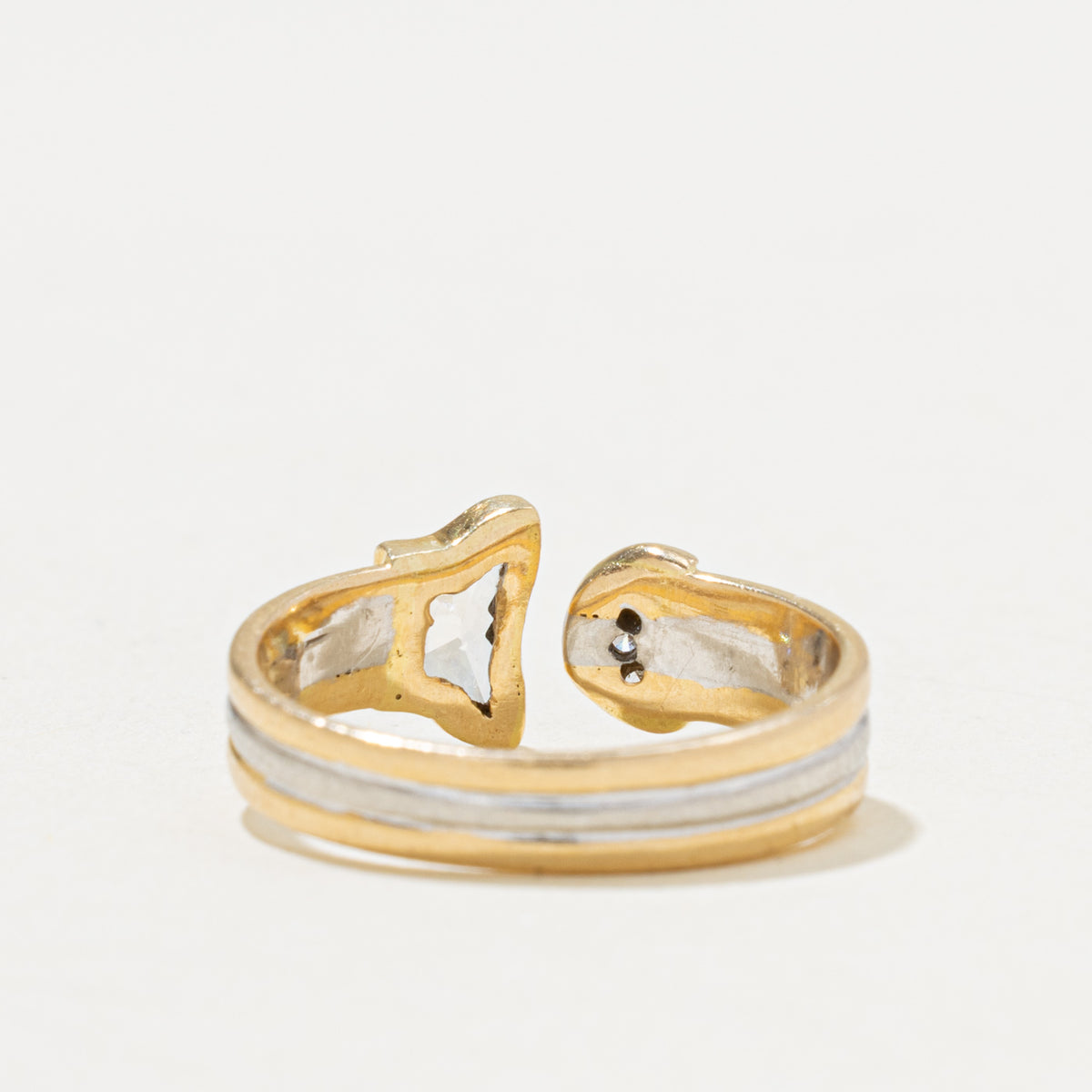 Bezel Set Butterfly Cut Diamond Grooved Ring | 0.31ctw | SZ 5.75