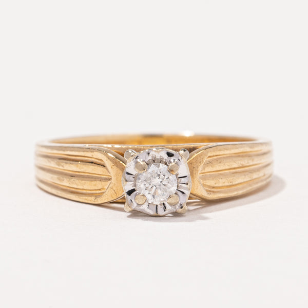 Wide Band Illusion Solitaire Ring | 0.13 ct, SZ 7 |