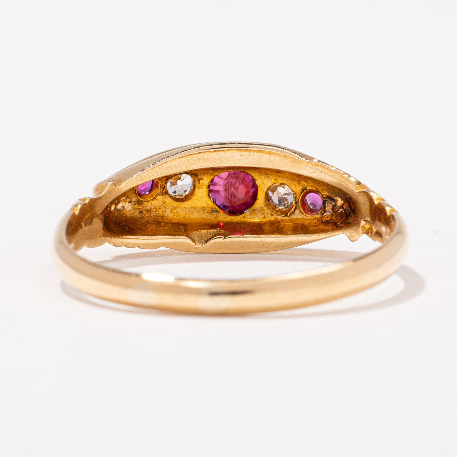 Edwardian 1905 18k Gold Ruby and Diamond Ring  | 0.38ctw | SZ 8.25