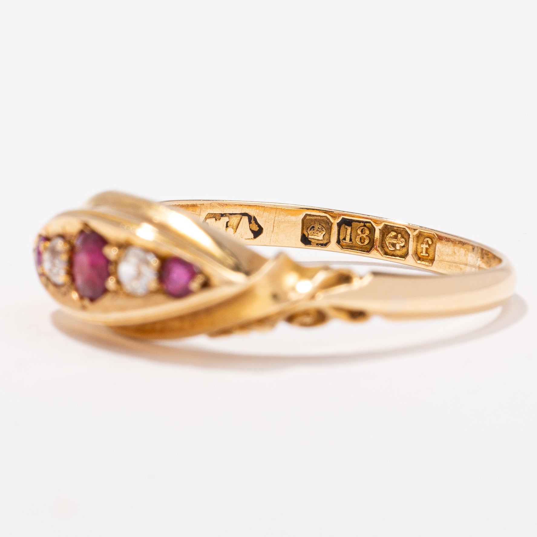 Edwardian 1905 18k Gold Ruby and Diamond Ring  | 0.38ctw | SZ 8.25