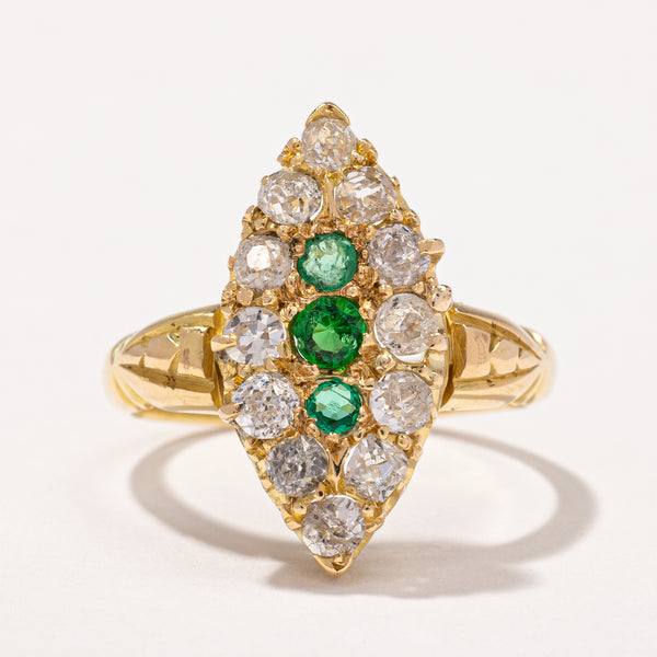 Victorian 1893 Antique Hallmarked Emerald and Diamond Ring  | 1.11ctw | SZ 6.5