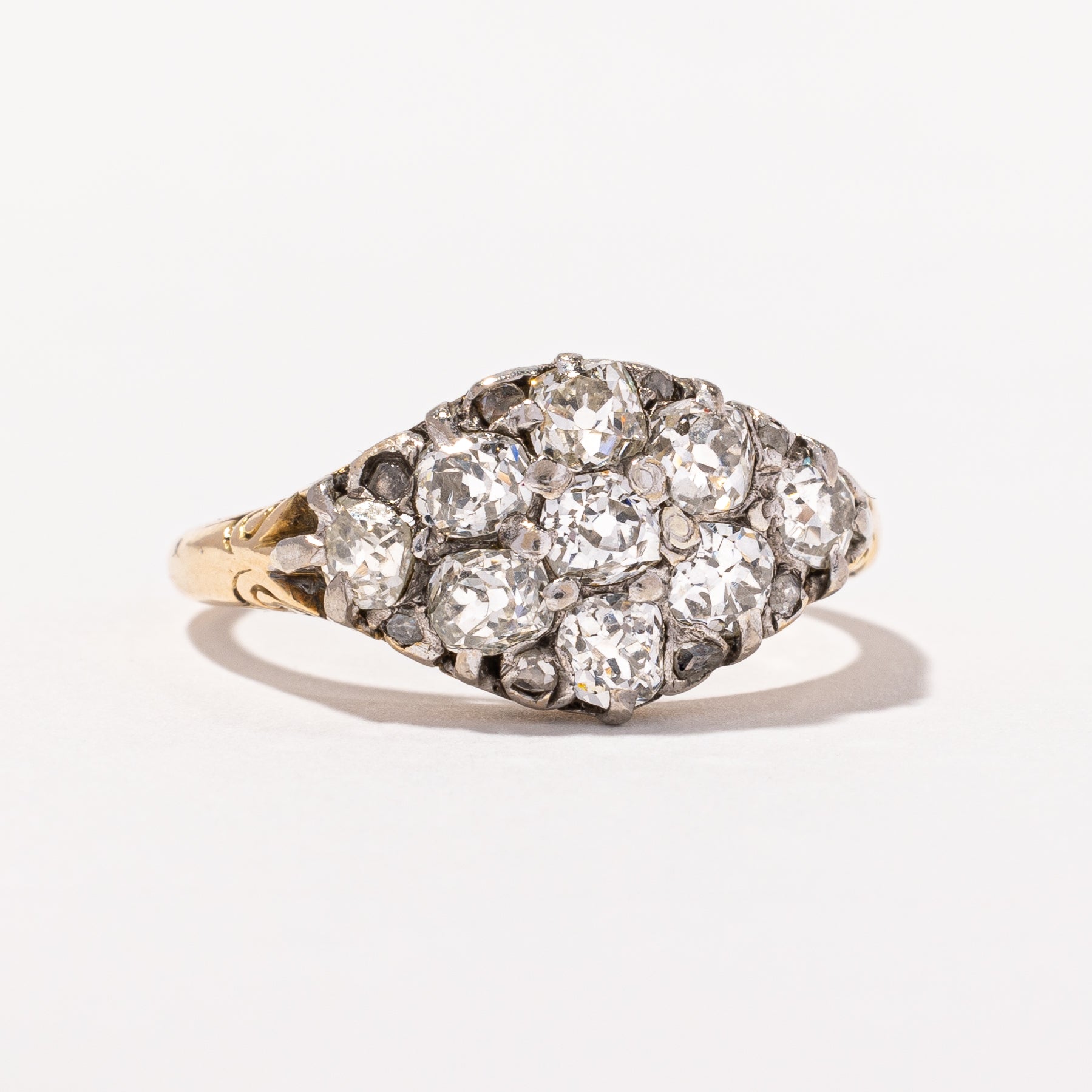 Victorian Old Mine & Rose Cut Cluster Diamond Ring | 1.84ctw | SZ 6.75 |