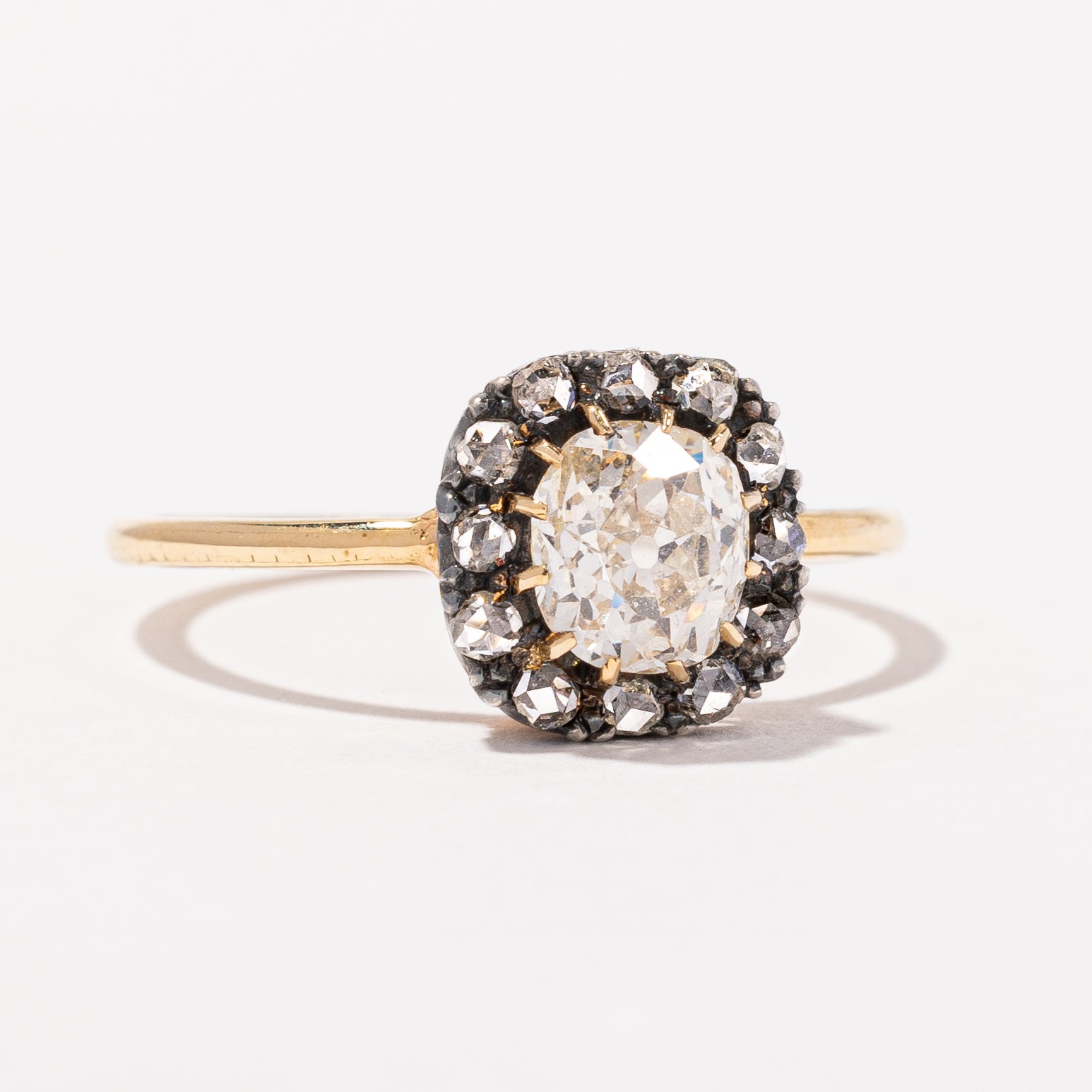 Victorian Old Mine & Rose Cut Diamond Halo Ring | 1.10ctw | SZ 6.5 |