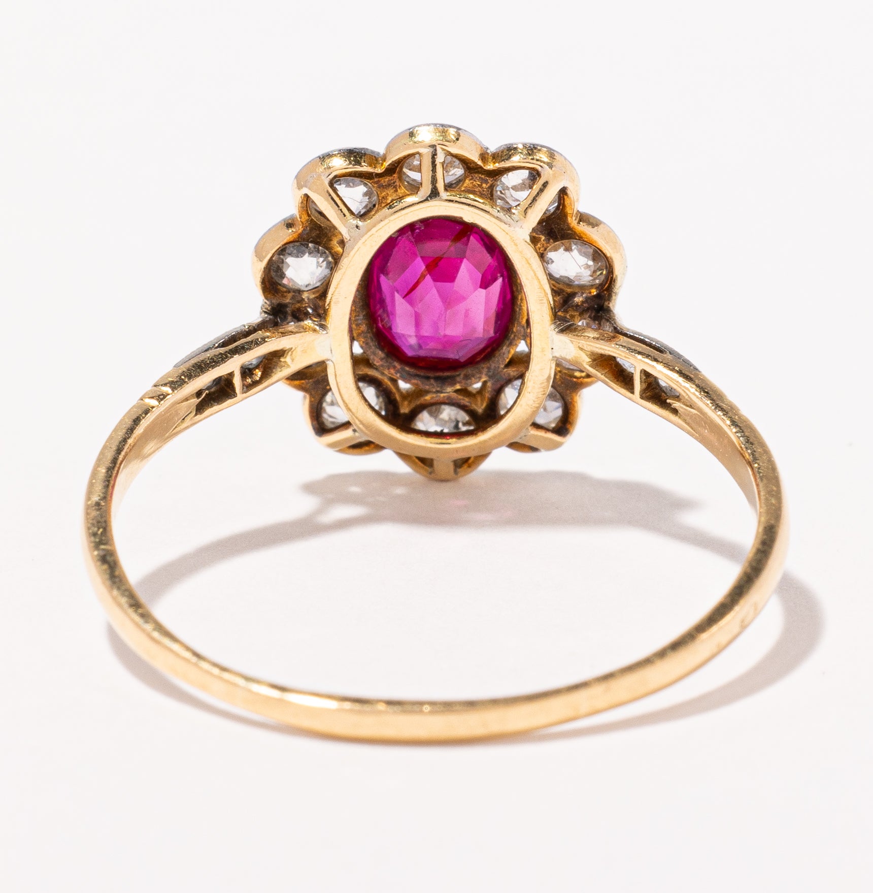 Antique Ruby & Diamond Halo Ring | 0.82ct, 0.78ctw | SZ 10 |