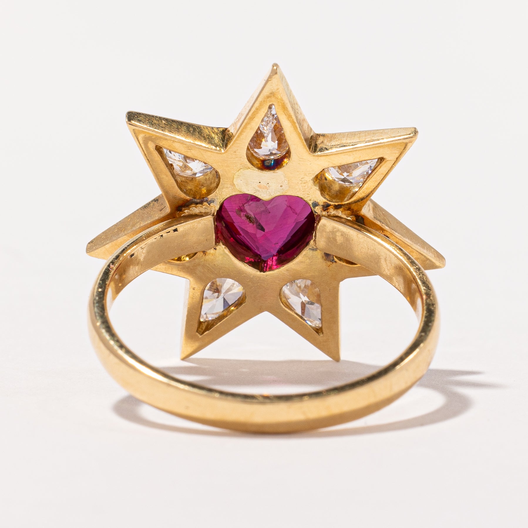 Unheated Ruby and Diamond Star Ring | 1.30ct, 1.43ctw | SZ 7.5 |