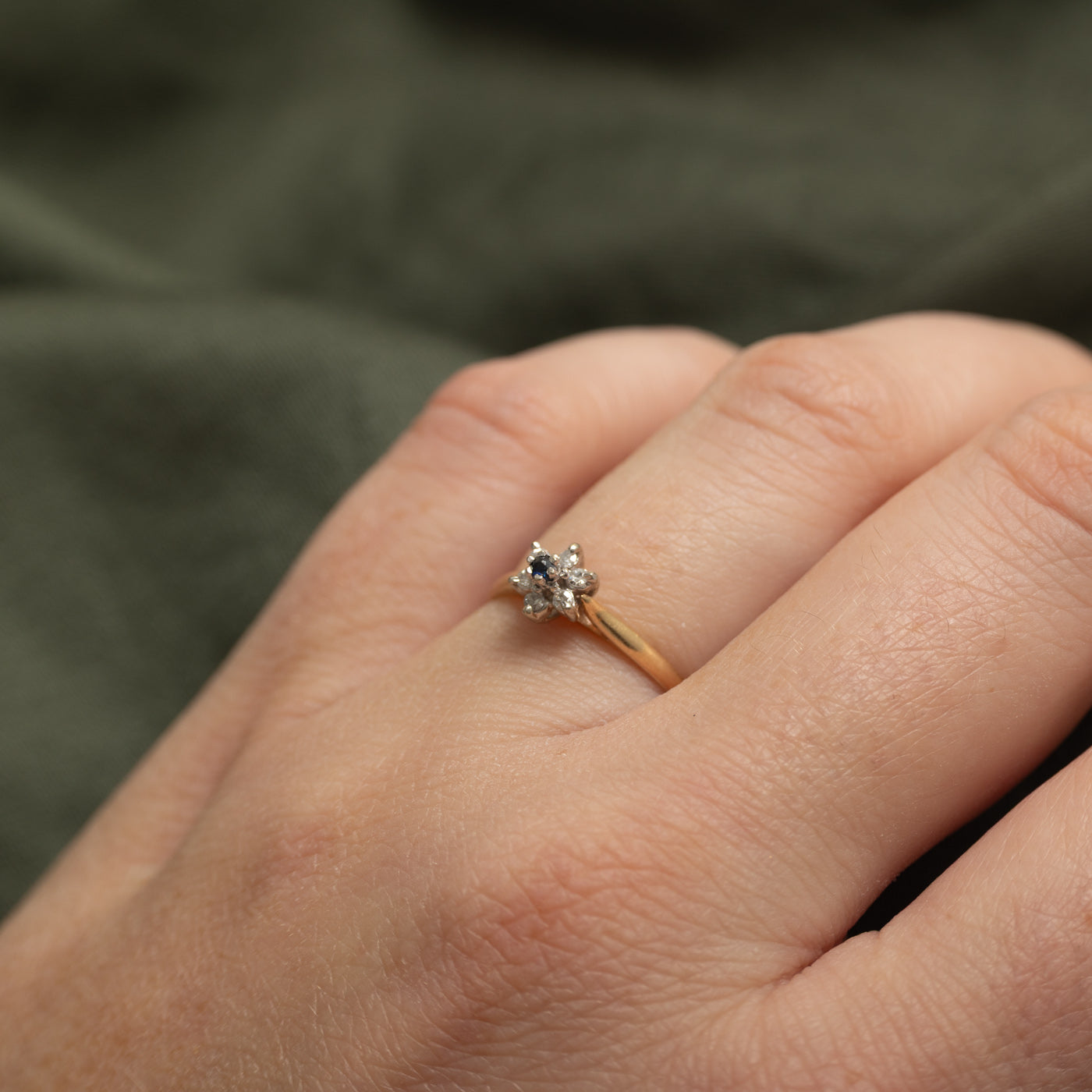 Sapphire & Diamond Petal Petite Ring | SZ 5.75