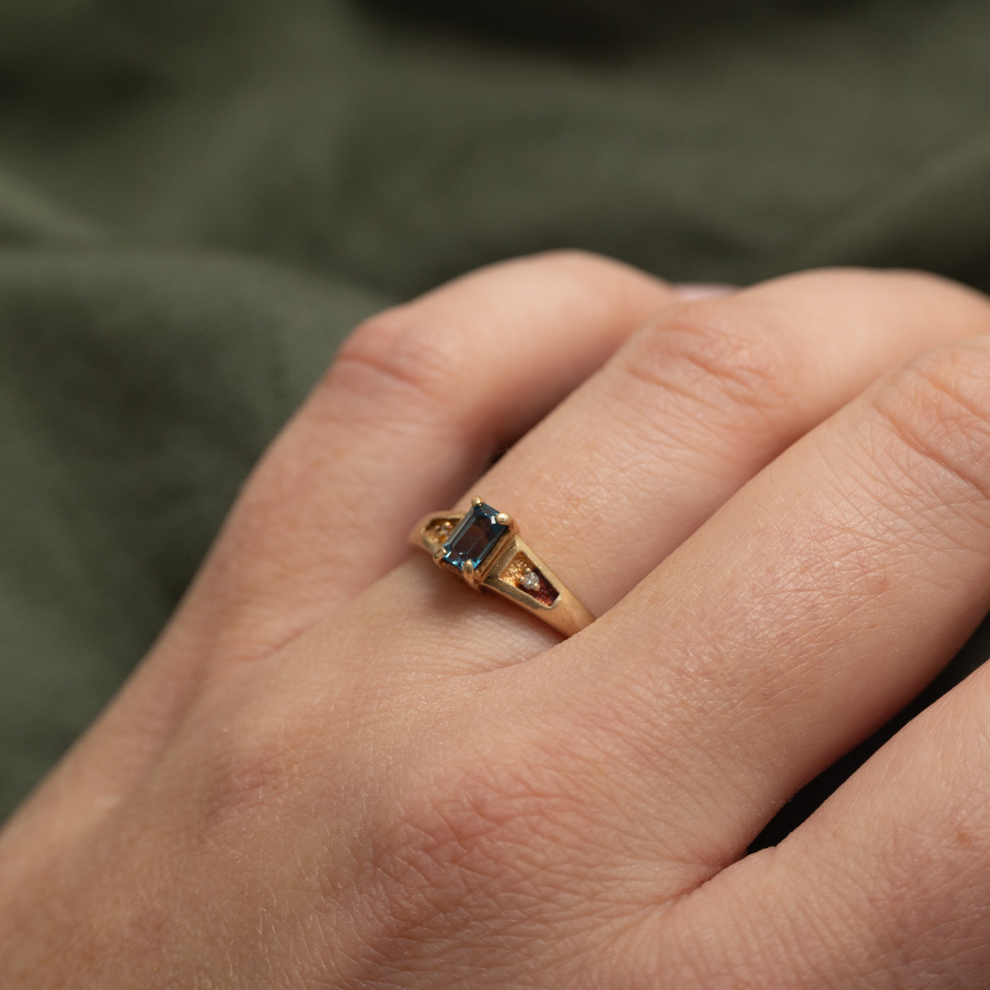 Blue Topaz & Diamond Accented Ring | SZ 6.25