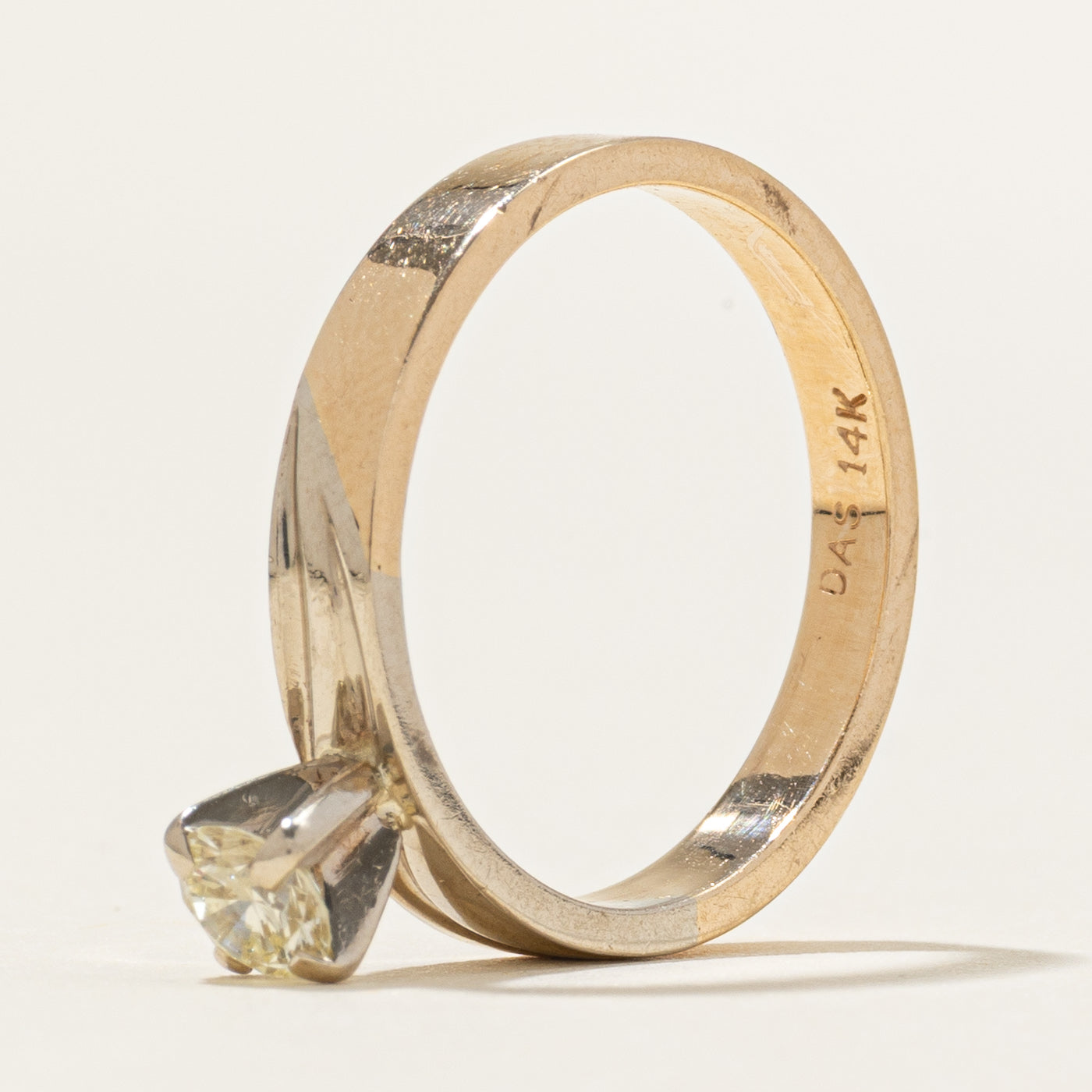 Solitaire High Set Diamond Grooved Ring | 0.26ct | SZ 6