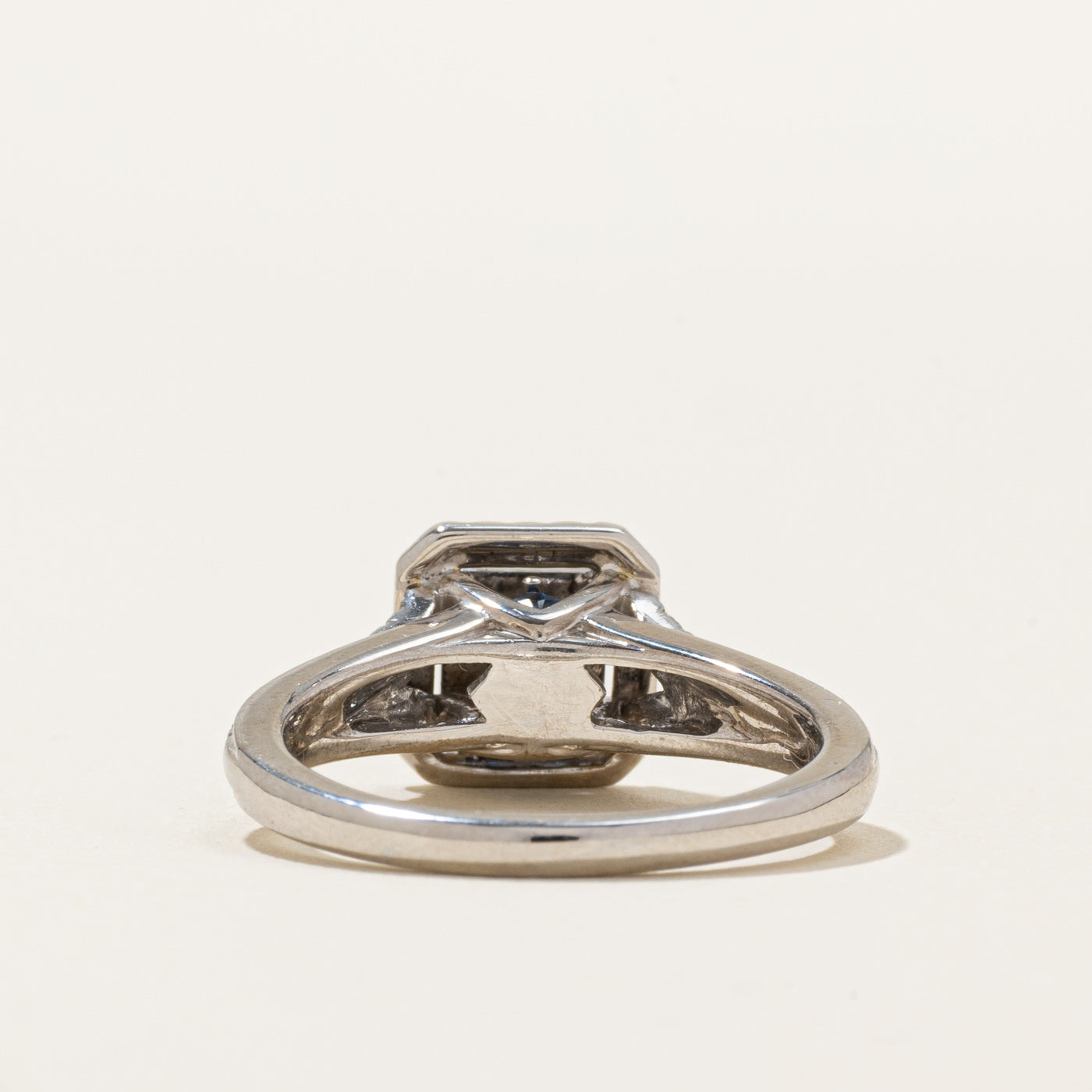 'Vera Wang' Princess Cut Diamond Double Halo & Hidden Sapphire Ring | 0.48ctw, 0.05ctw | SZ 8