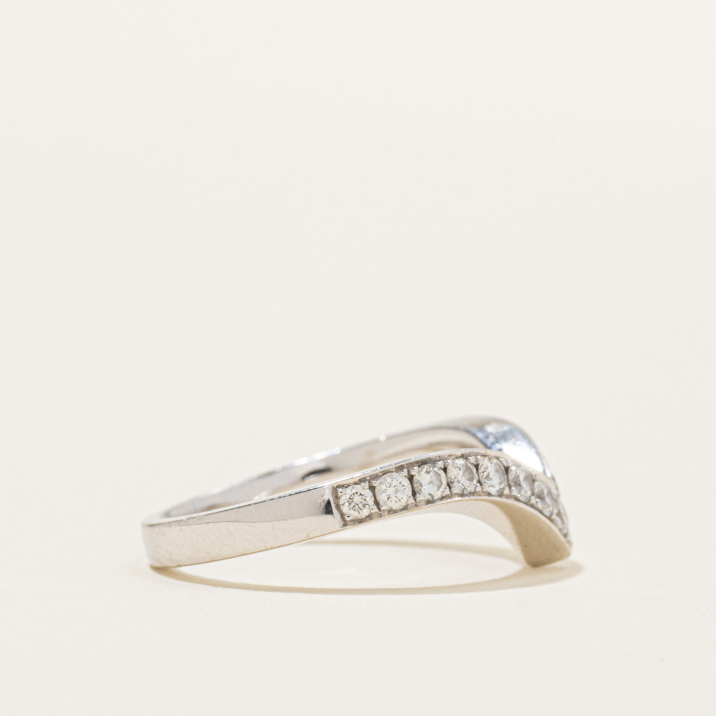 18K Semi Eternity Diamond Chevron Ring | 0.50ctw | SZ 5