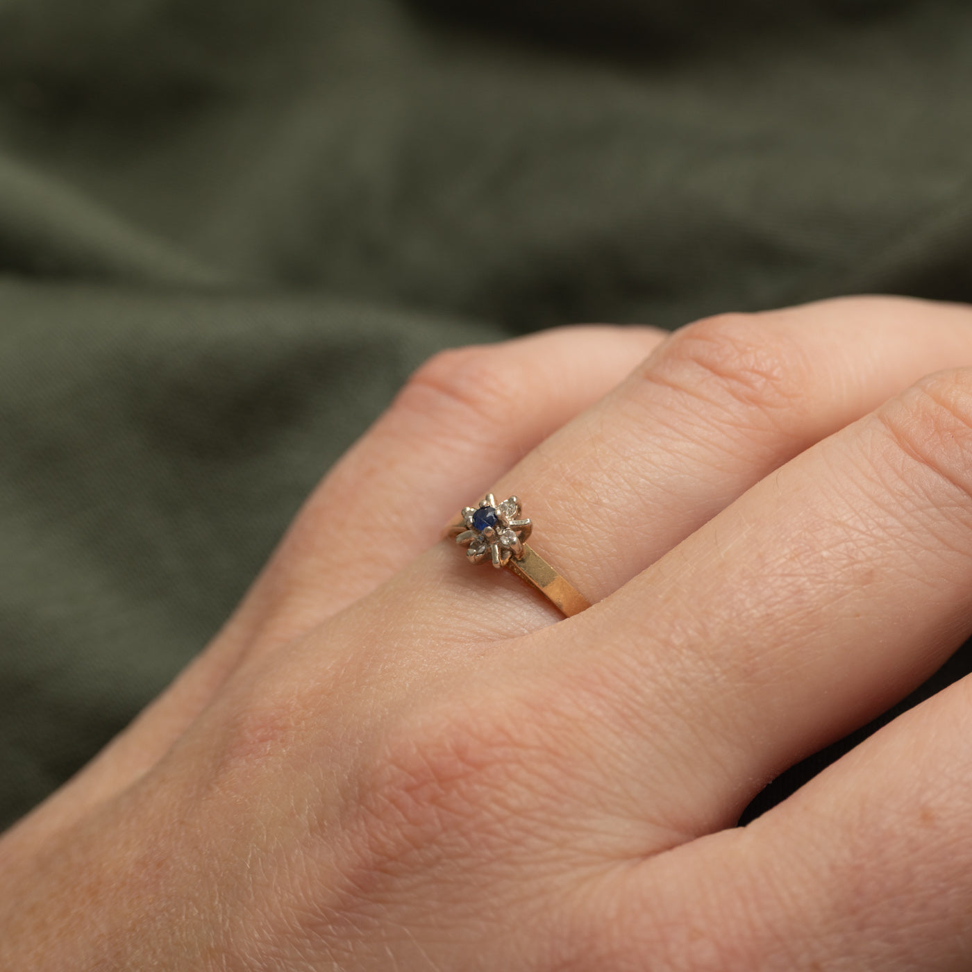 Sapphire & Diamond Petal Petite Ring | SZ 6