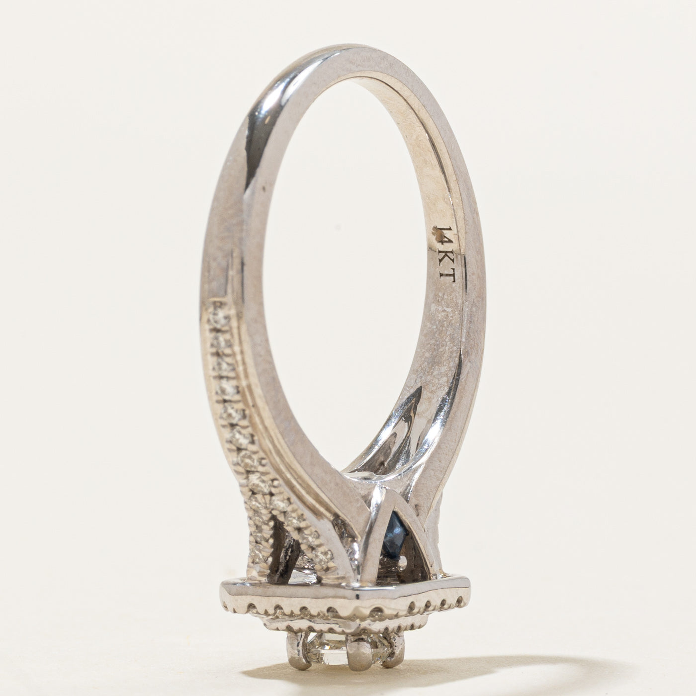 'Vera Wang' Princess Cut Diamond Double Halo & Hidden Sapphire Ring | 0.48ctw, 0.05ctw | SZ 8