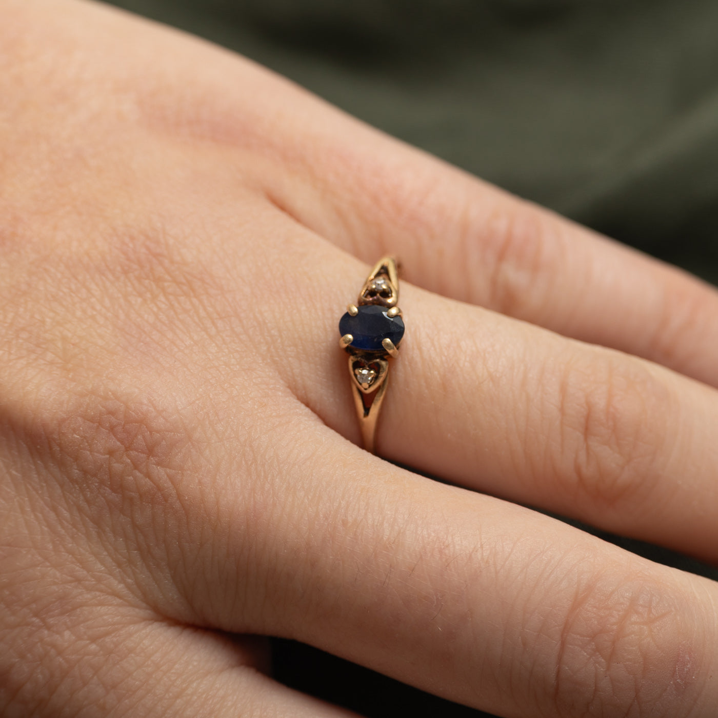Sapphire & Diamond Heart Ring | SZ 8