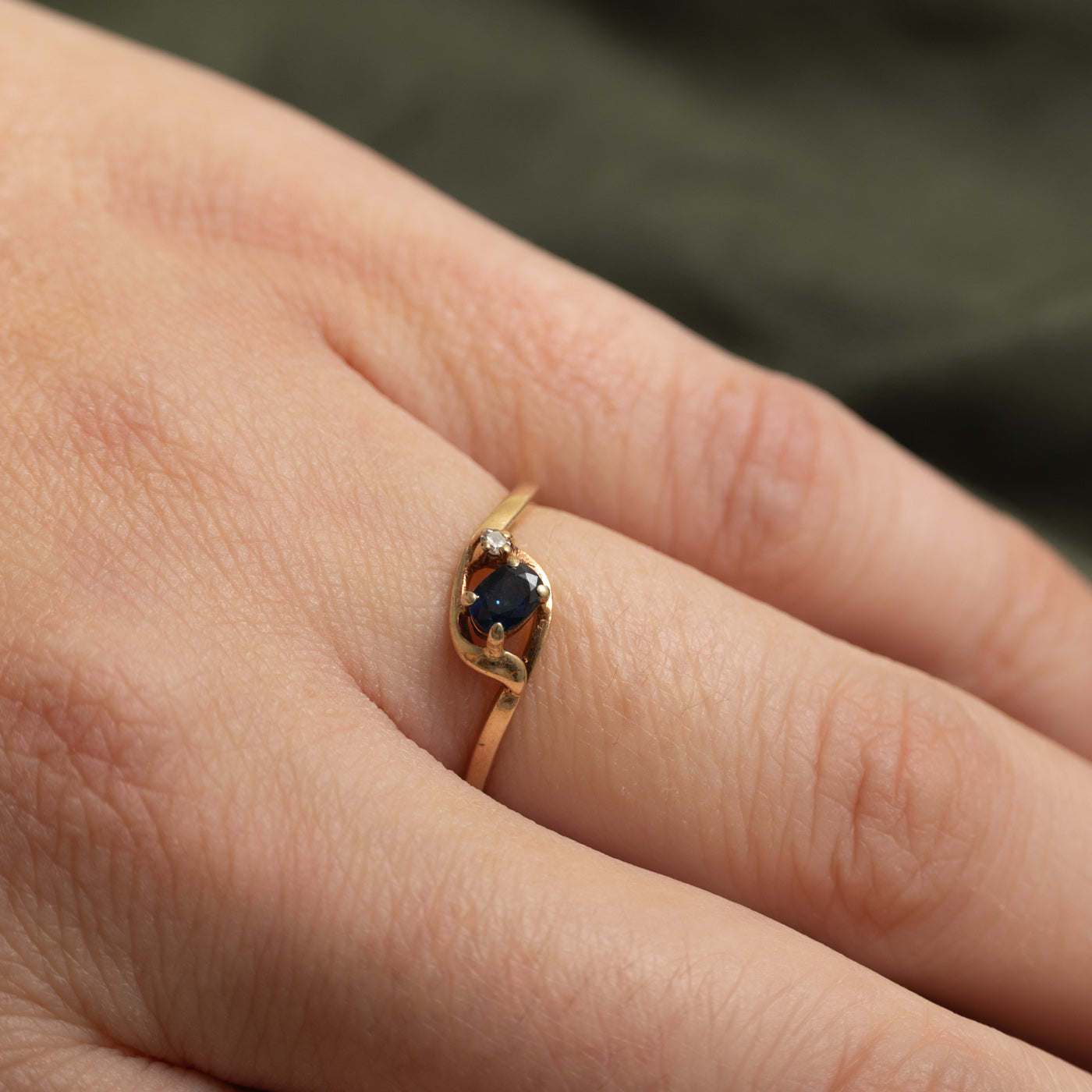 Sapphire & Diamond Open Bypass Ring | SZ 5.75