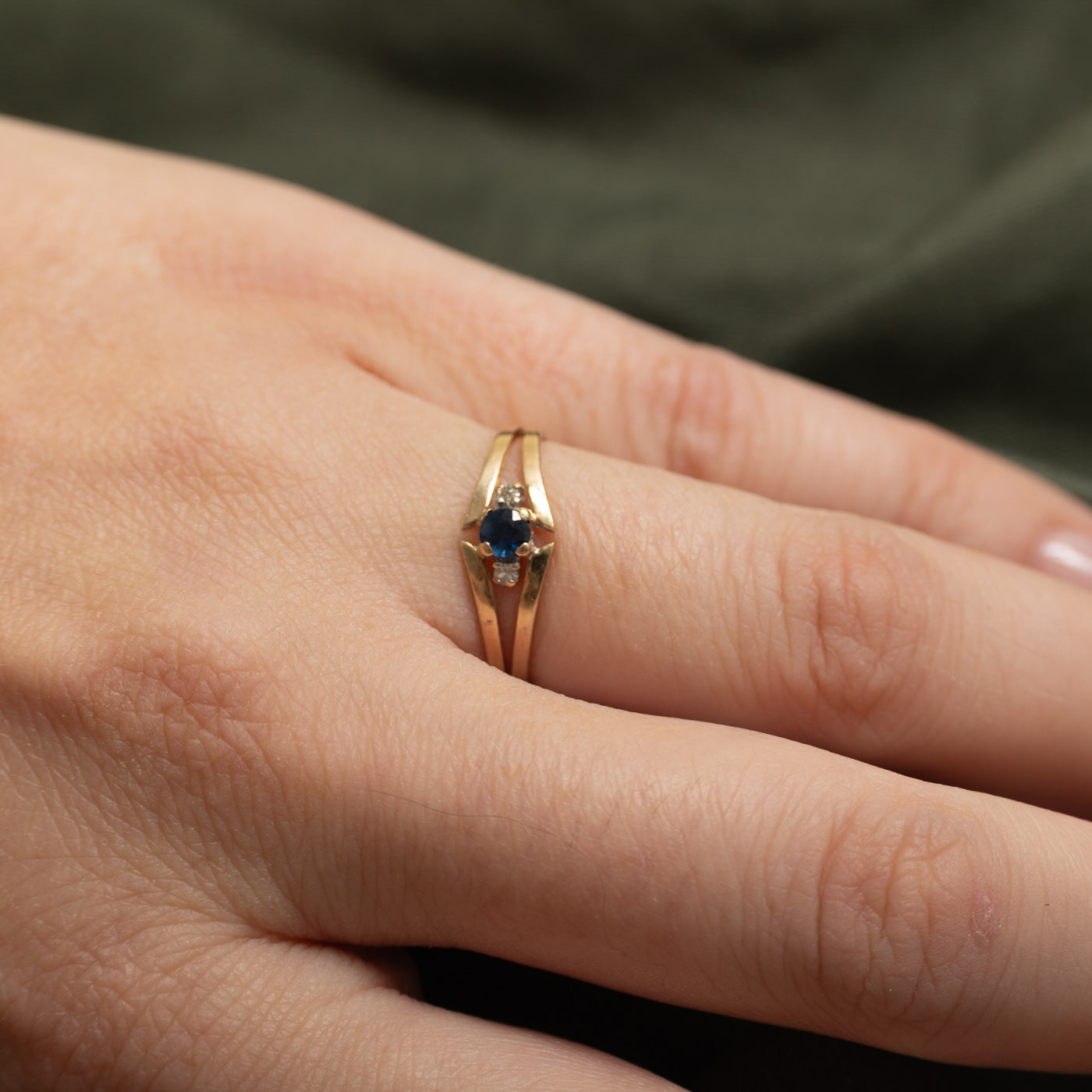 Sapphire & Diamond Open Shank Ring | SZ 5.5