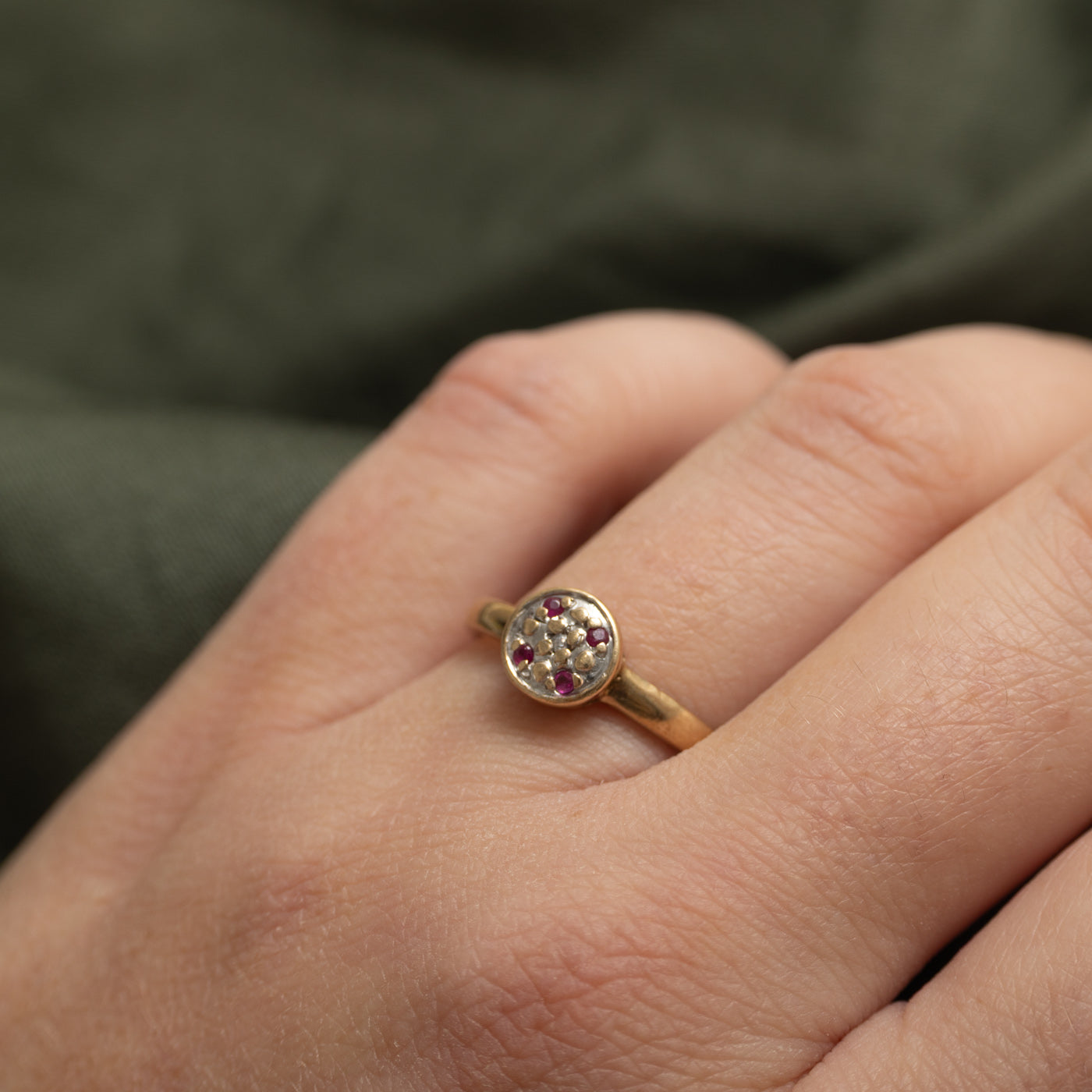 Illusion Set Ruby & White Sapphire Cluster Ring | SZ 7.5