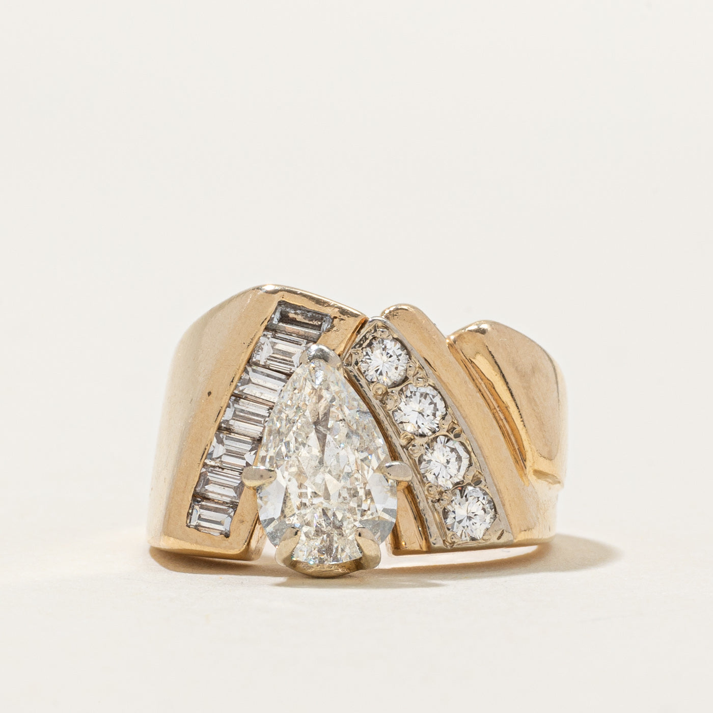 Pear Cut Diamond Accented Engagement Ring | 1.60ct | SZ 5