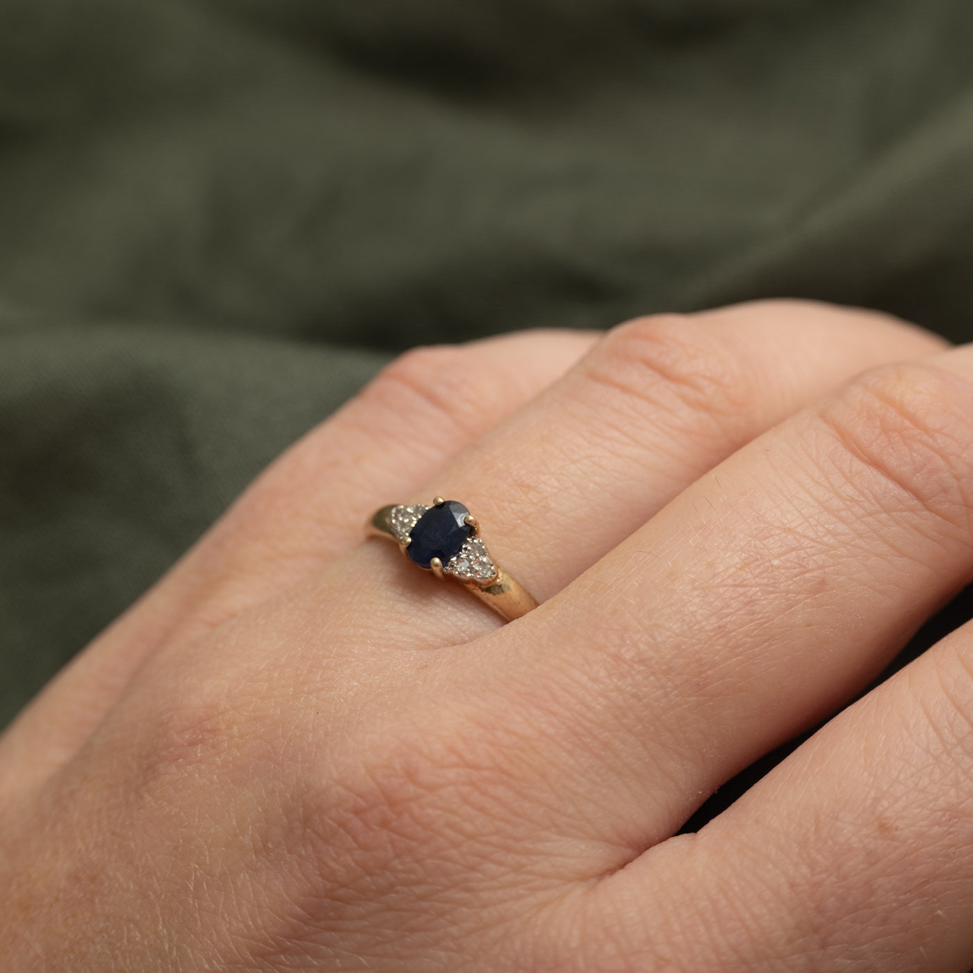 Oval Cut Sapphire & Diamond Accented Ring | SZ 6.75