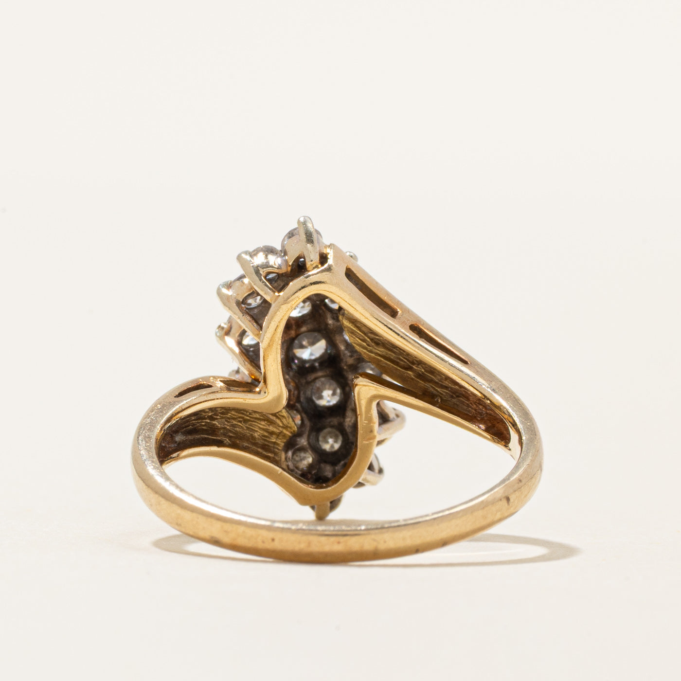 Yellow Gold Diamond Cluster Bypass Ring | 0.69ctw | SZ 6.25