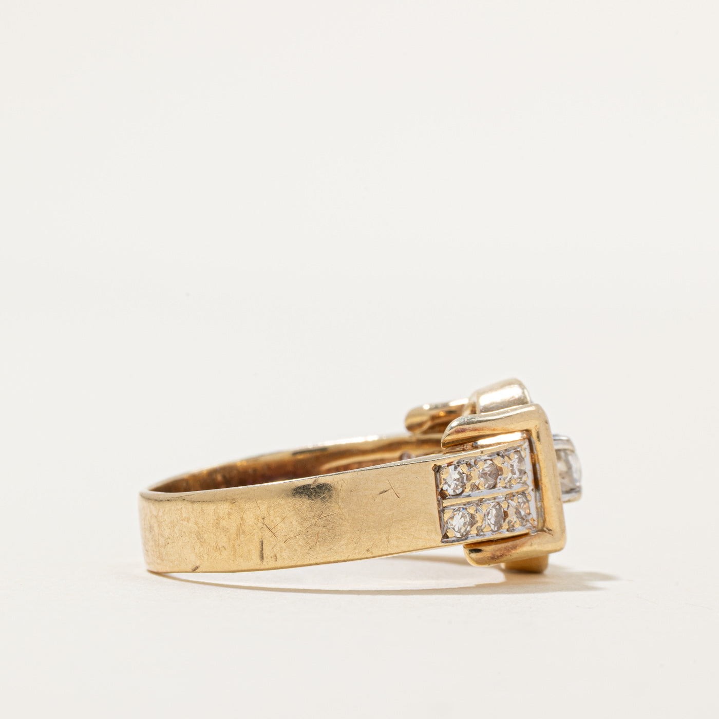 Old European Cut Diamond Cluster Buckle Ring | 0.65ctw | SZ 9.25