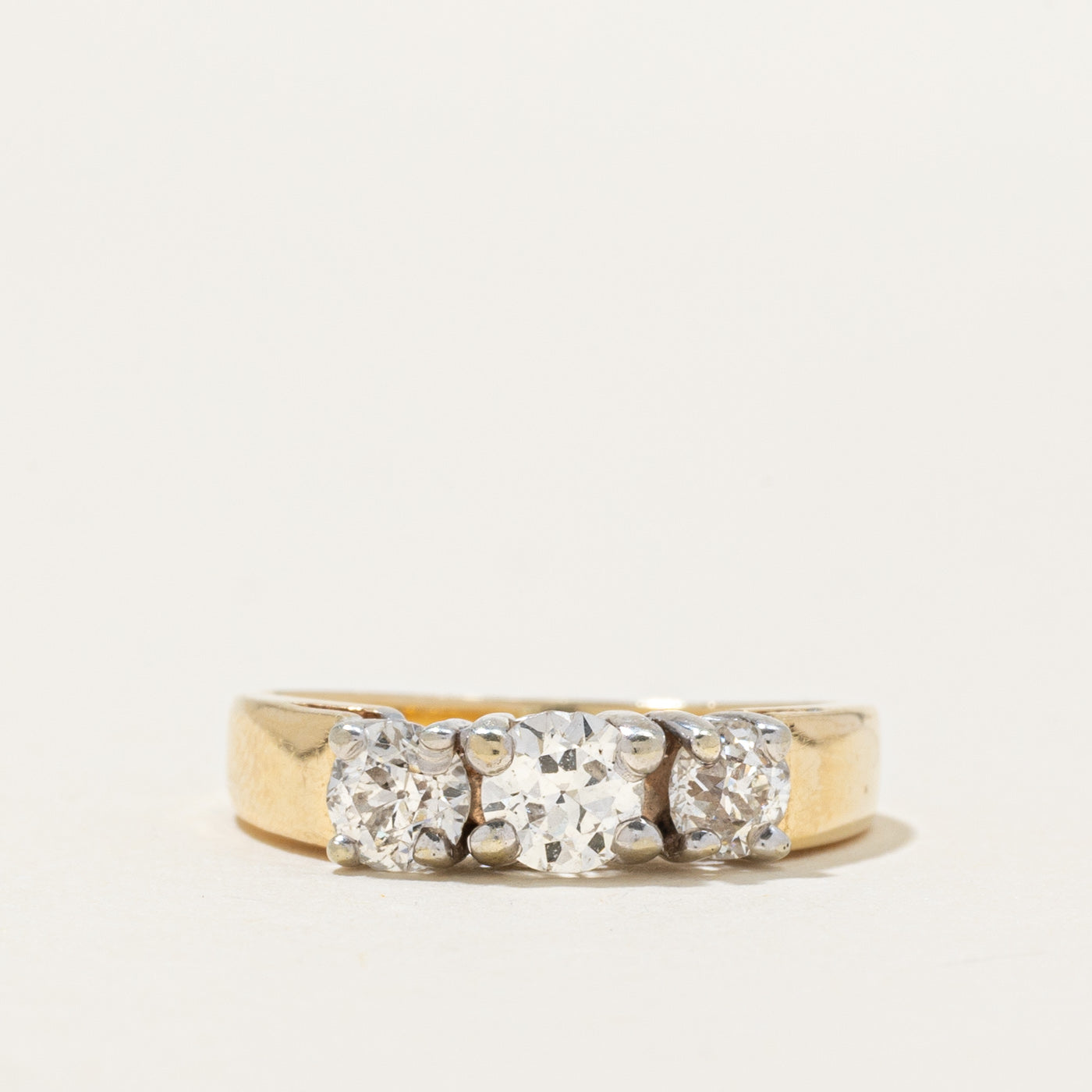 Three Stone Old European Cut Diamond Engagement Ring | 0.84ctw | SZ 5.75