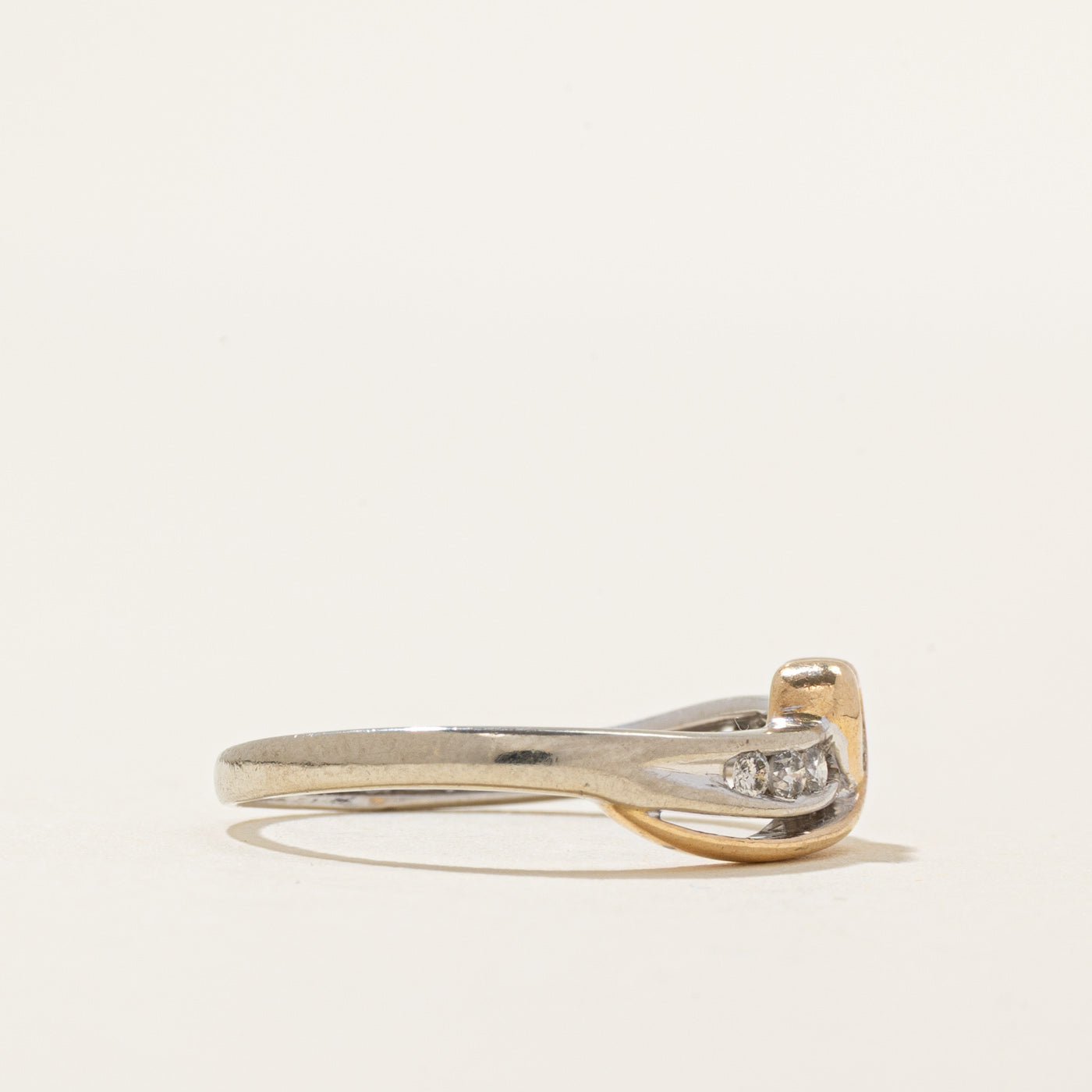 Two Tone Gold Diamond Heart Ring | 0.13ct | SZ 5.75