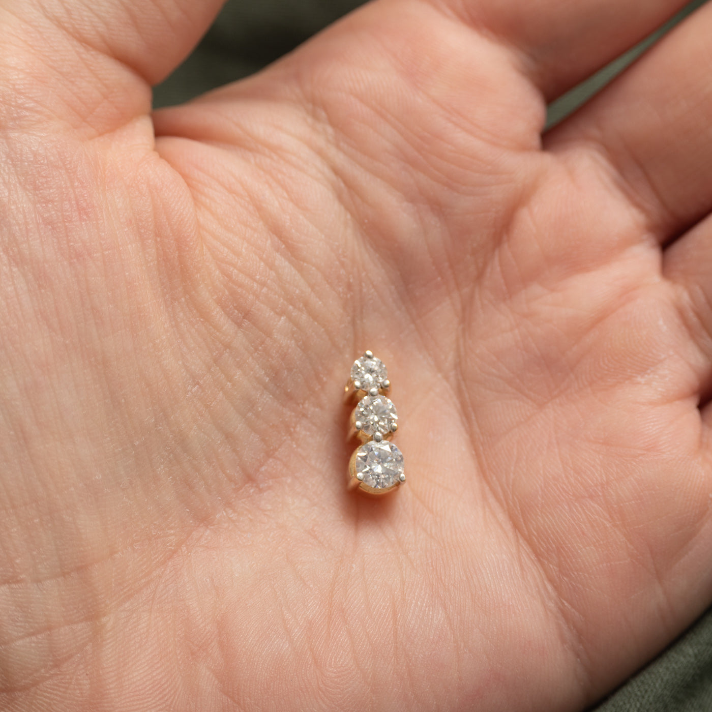 Three Stone Diamond Column Pendant | 0.90ctw