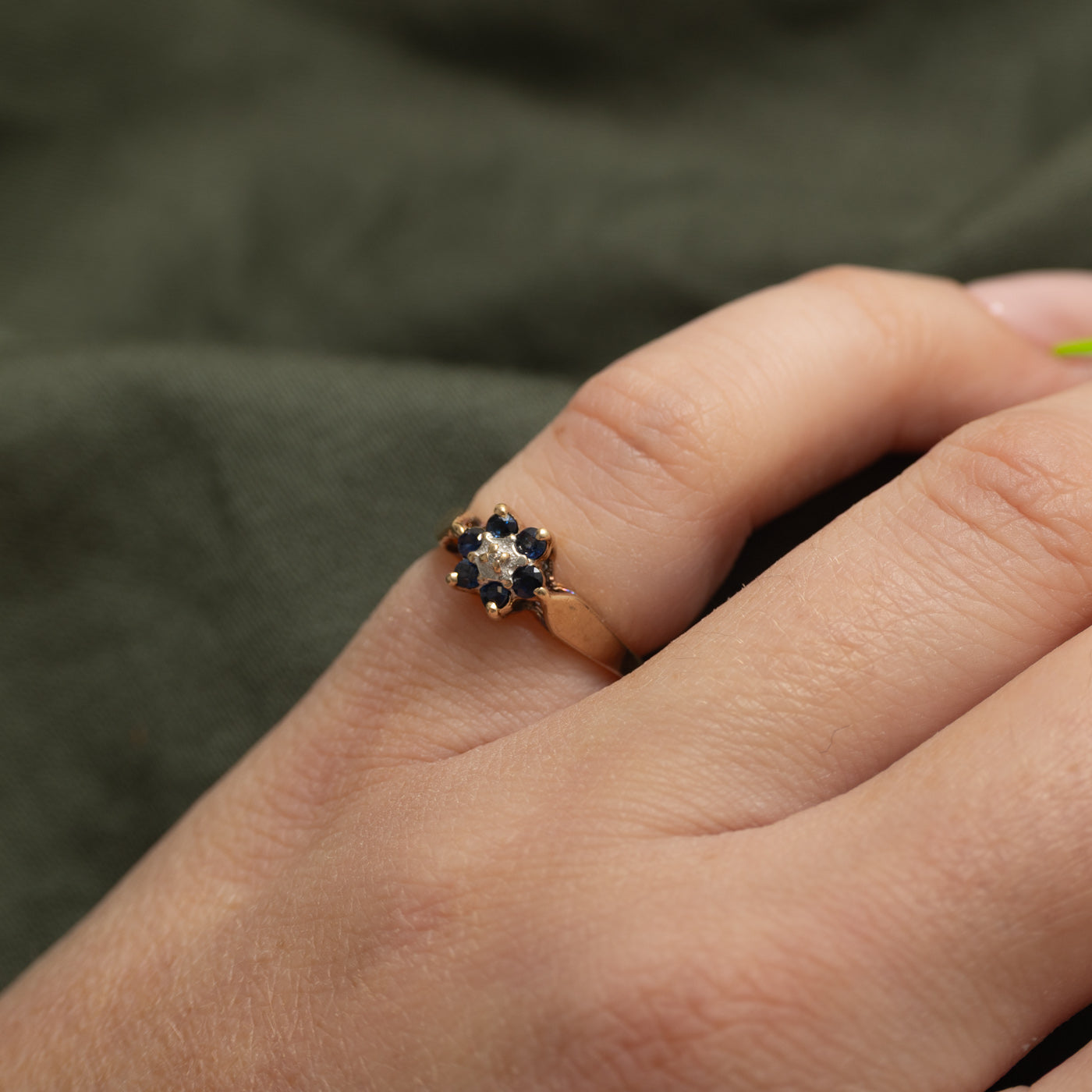 Sapphire & Diamond Petal Cluster Ring | SZ 2.75