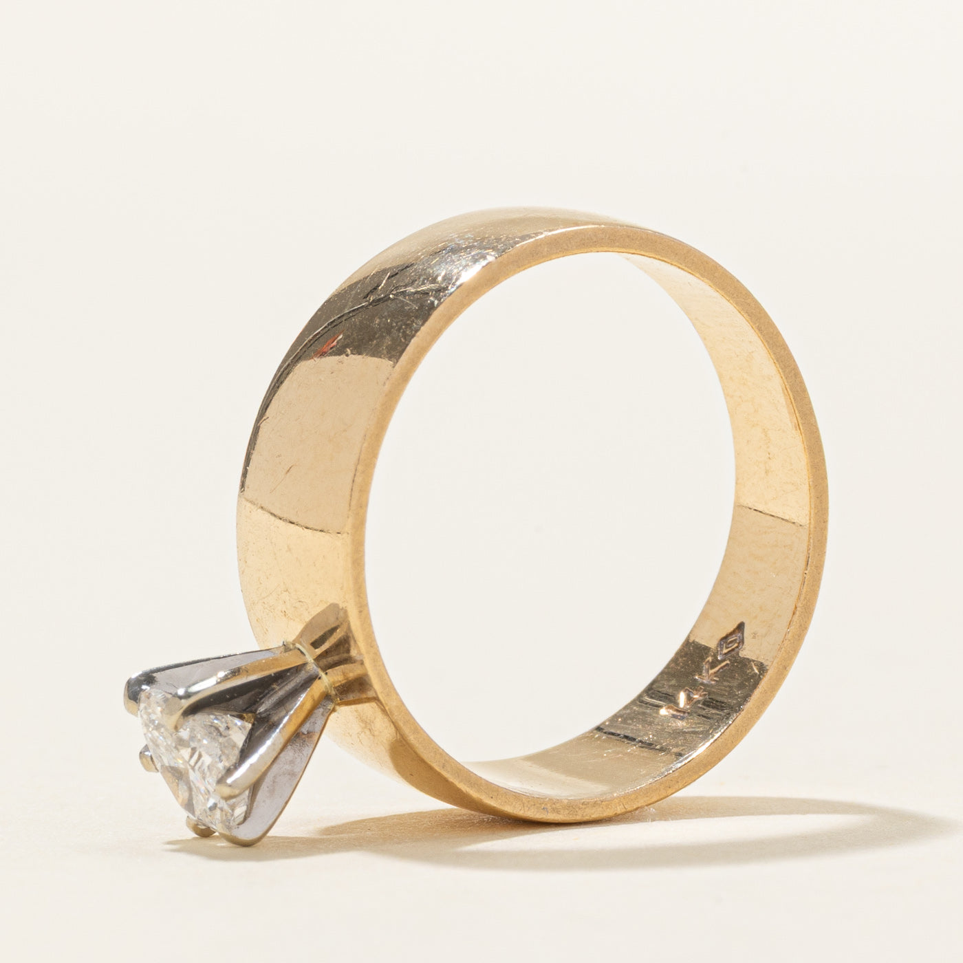 10K Solitaire High Set Heart Cut Diamond Ring | 0.40ct | SZ 6